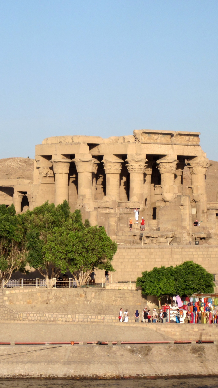 Обои древняя история, Ком-Омбо, Нил, археологический памятник, историческое место в разрешении 750x1334