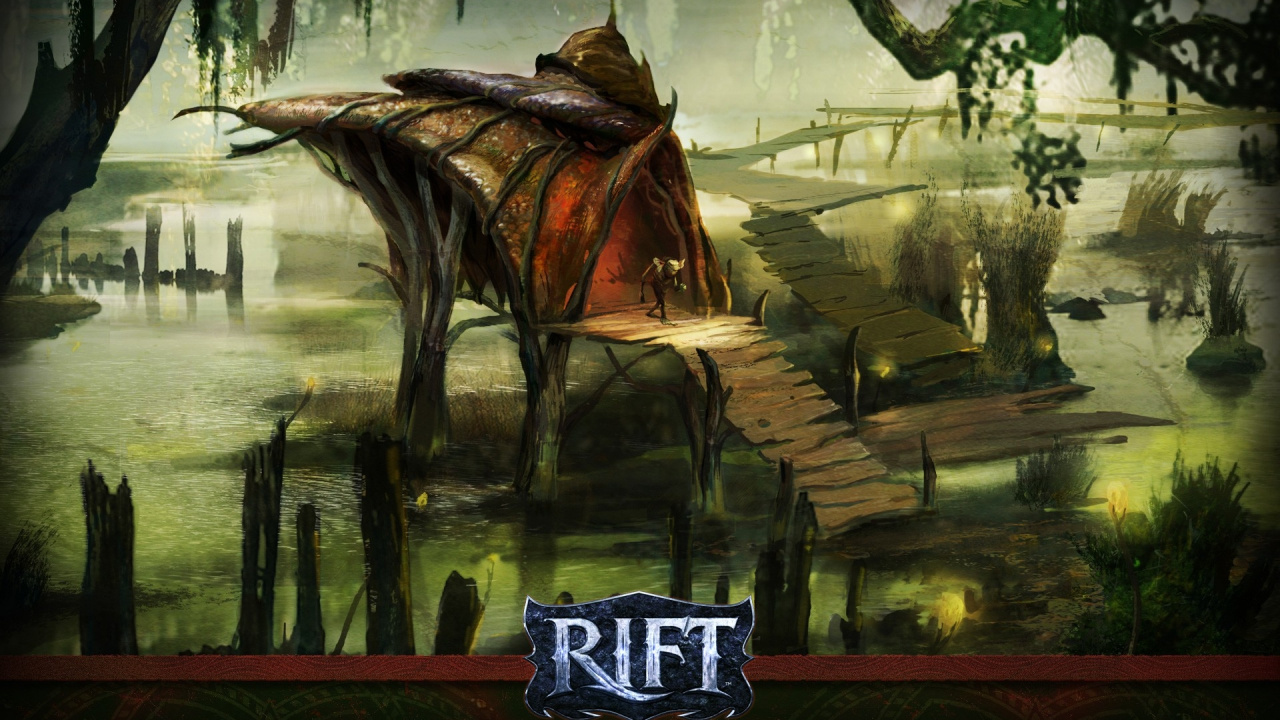 Обои разлом, трион миров, растения, строительство, игра в разрешении 1280x720