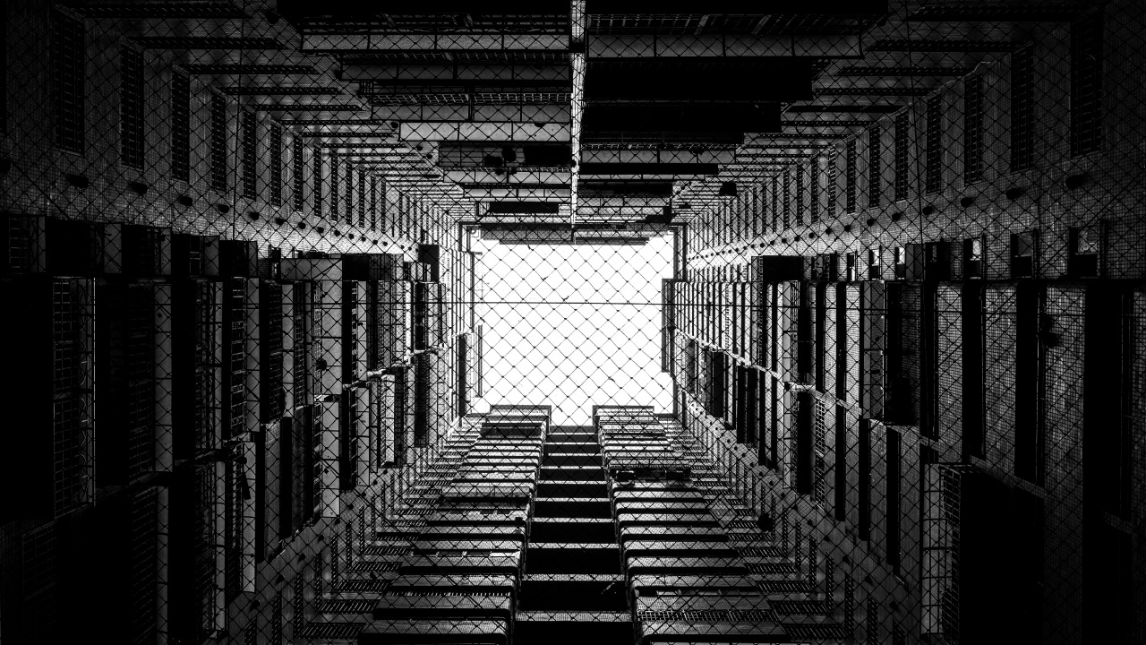 Обои здание, черный, монохромный, линия, архитектура в разрешении 1280x720