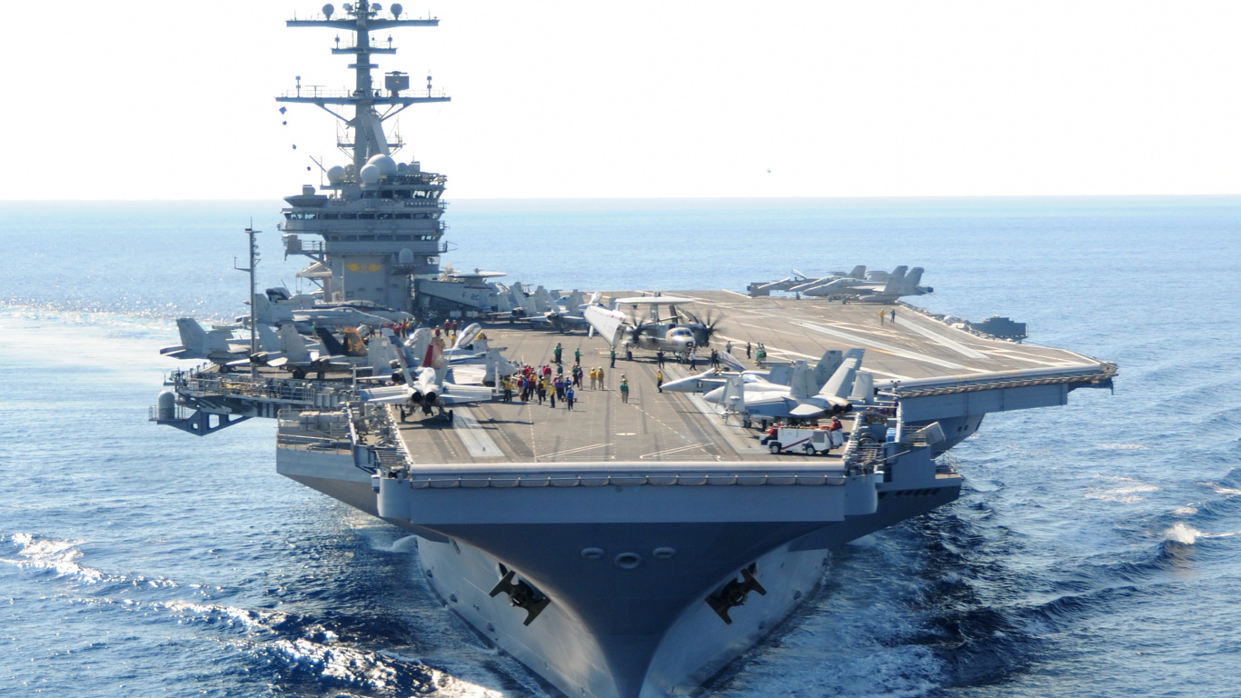 Обои Джордж ч Буш, военно морской флот США, авианосец, военный корабль, корабль в разрешении 1366x768