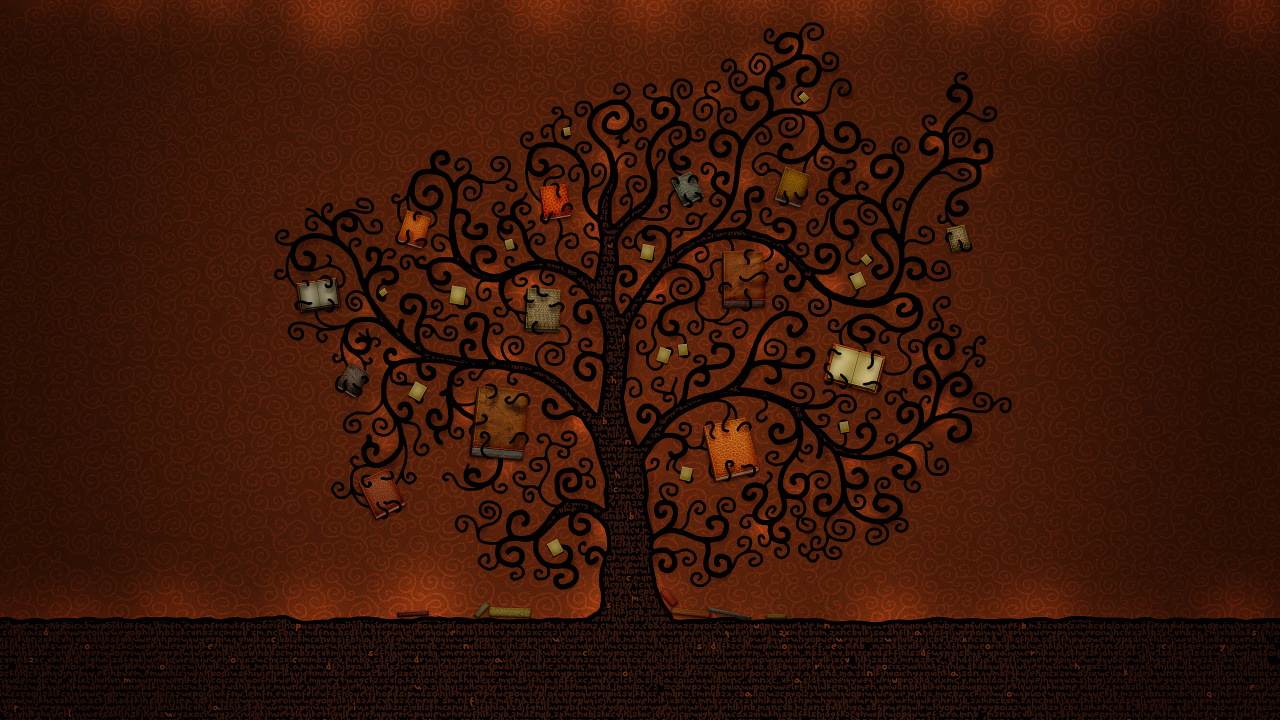 Обои книга, дерево, ветвь, визуальное искусство, арт в разрешении 1280x720