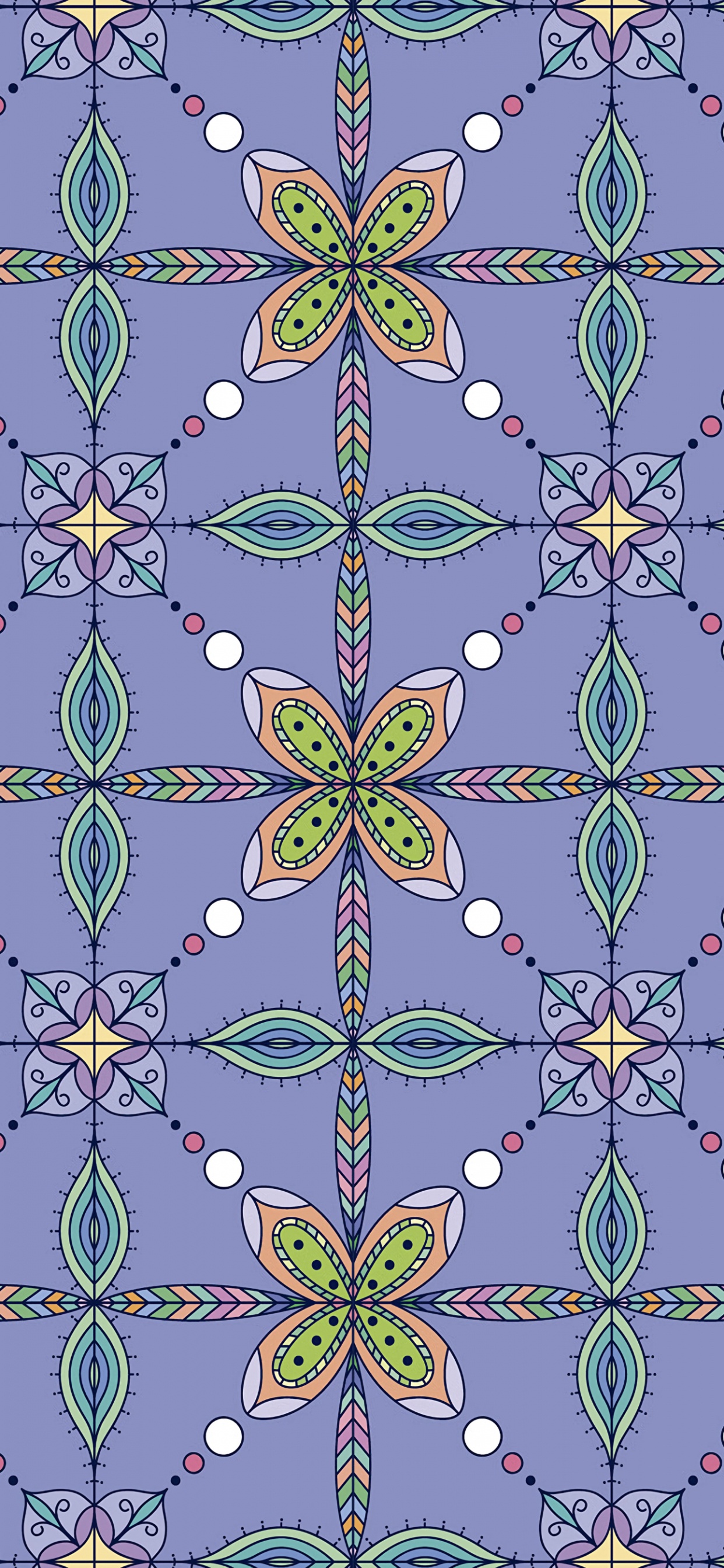 Обои узор, дизайн, зеленый, симметрия, сирень в разрешении 1242x2688