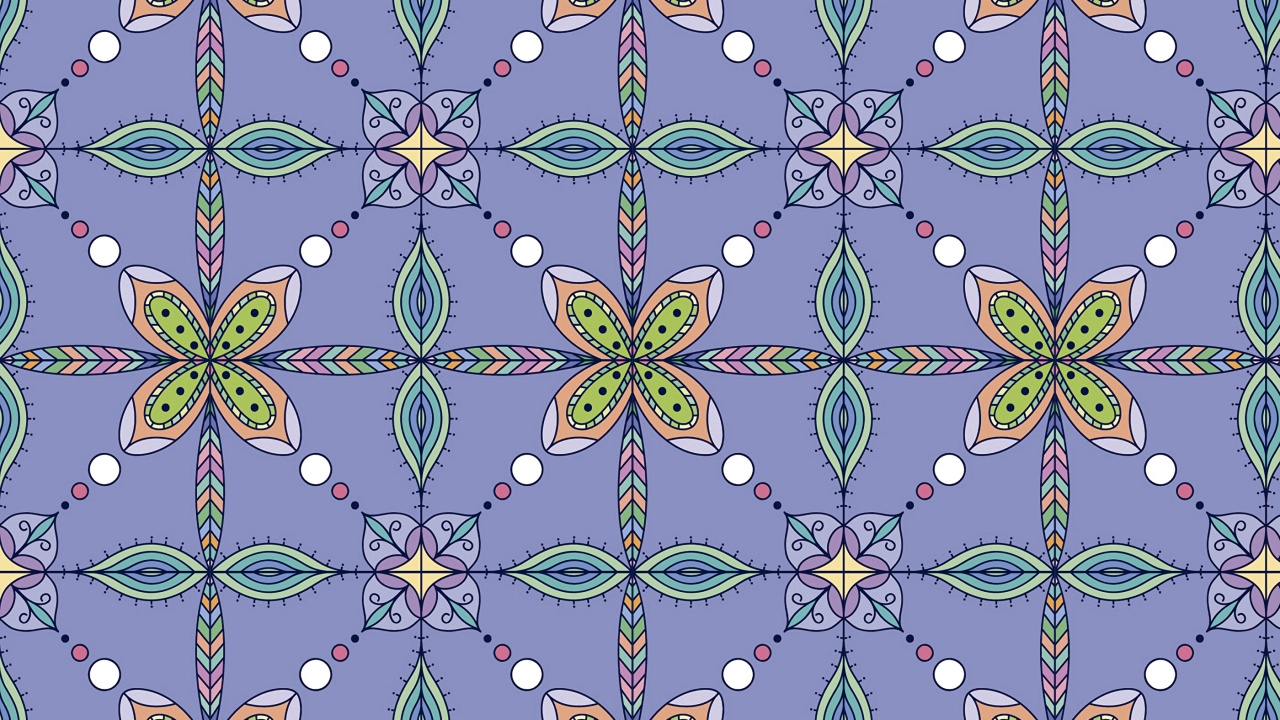 Обои узор, дизайн, зеленый, симметрия, сирень в разрешении 1280x720