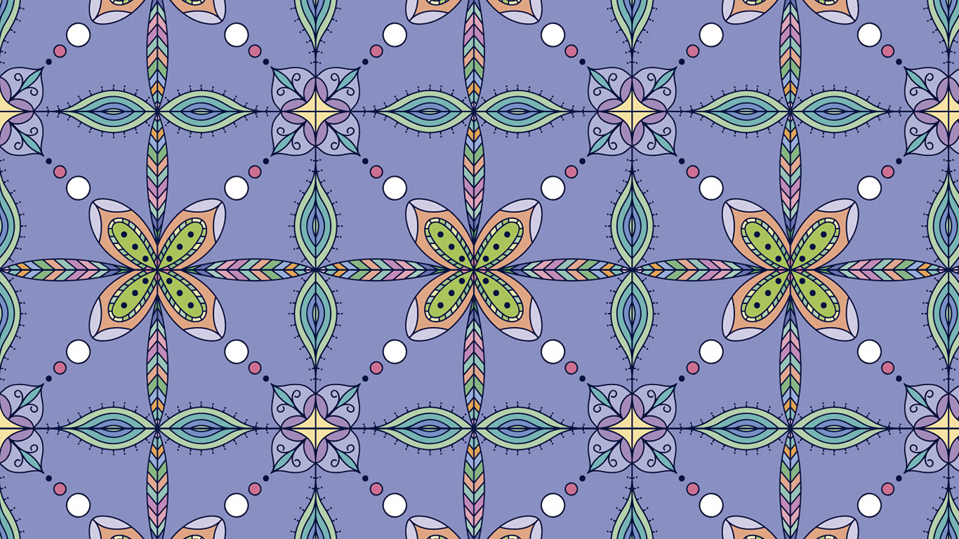 Обои узор, дизайн, зеленый, симметрия, сирень в разрешении 1366x768