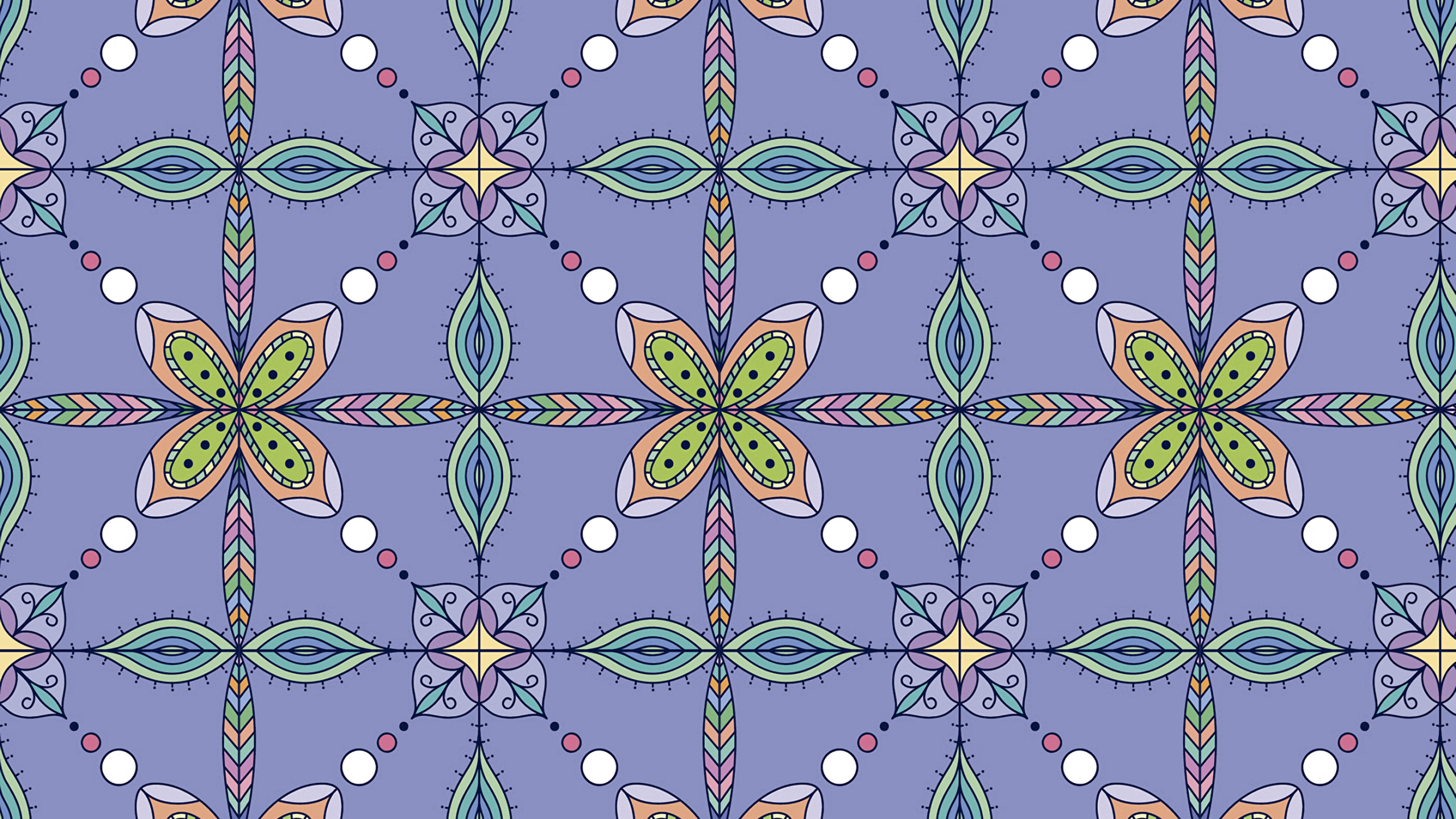 Обои узор, дизайн, зеленый, симметрия, сирень в разрешении 2560x1440