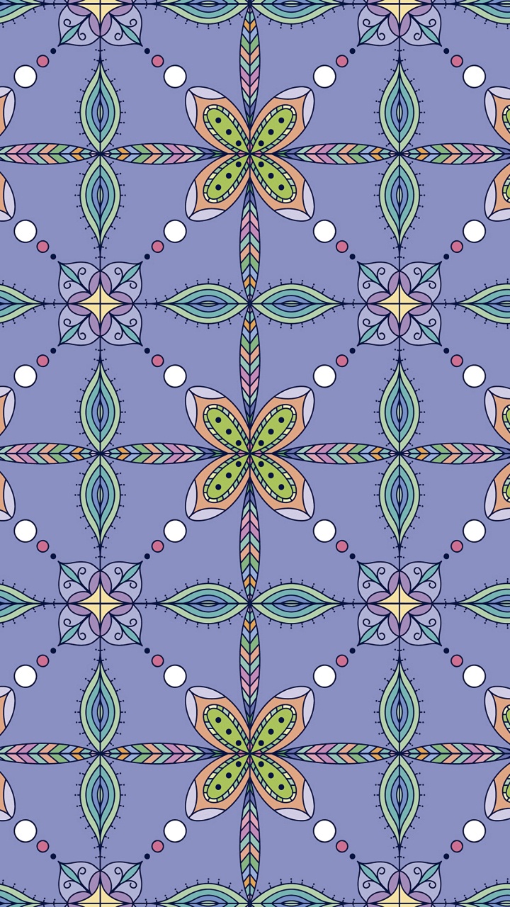 Обои узор, дизайн, зеленый, симметрия, сирень в разрешении 720x1280