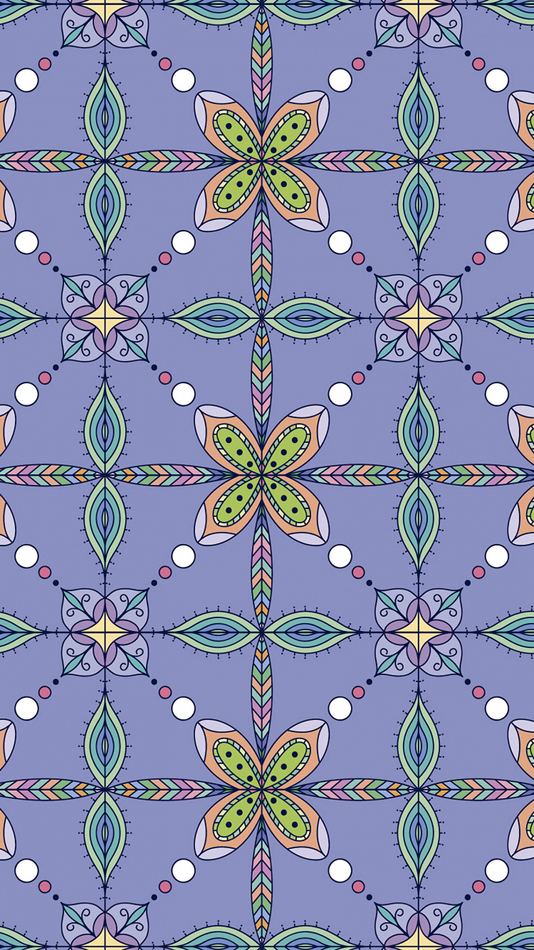 Обои узор, дизайн, зеленый, симметрия, сирень в разрешении 750x1334