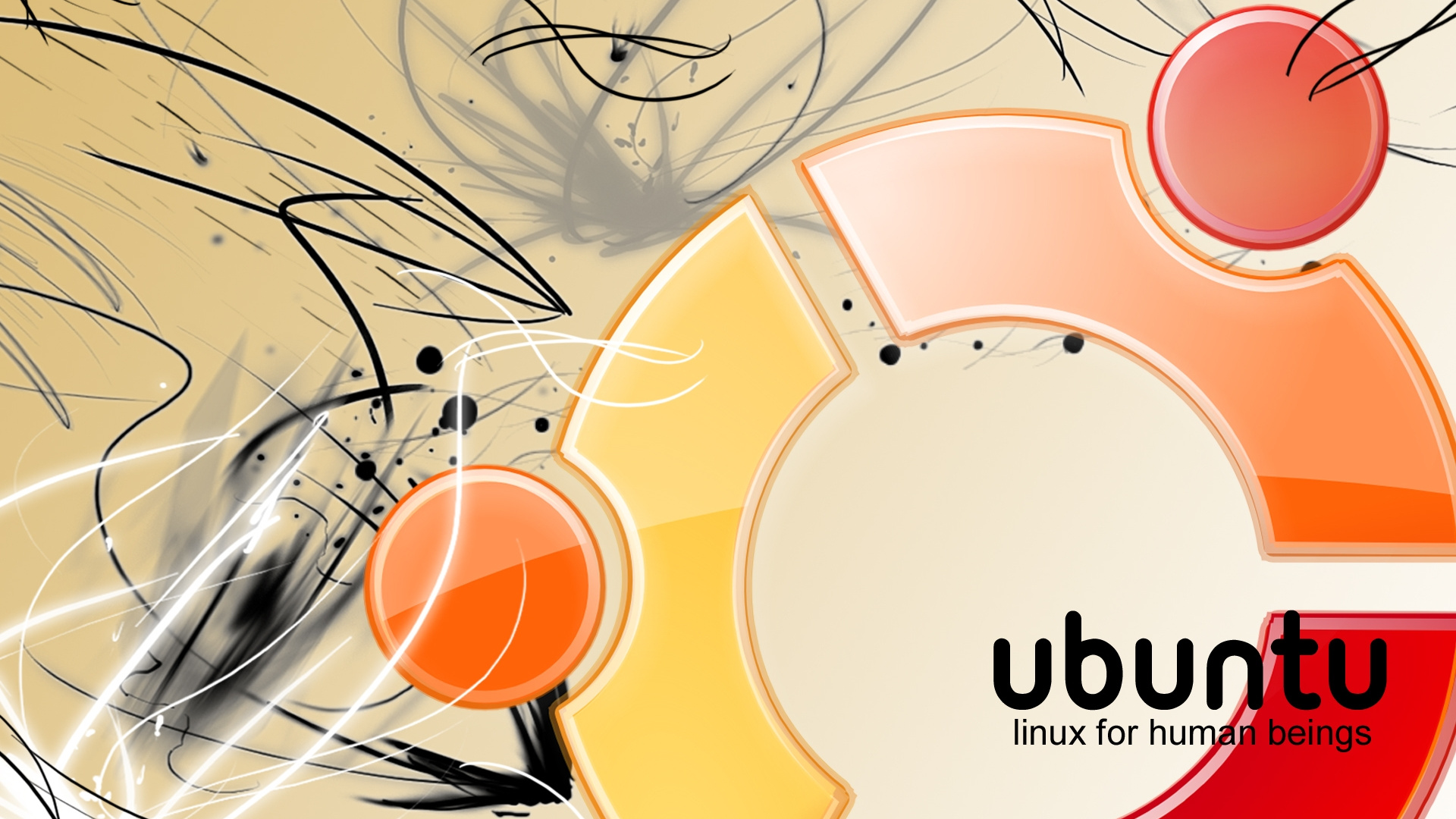 Обои ubuntu, linux, Апельсин, линия, иллюстрация в разрешении 1920x1080