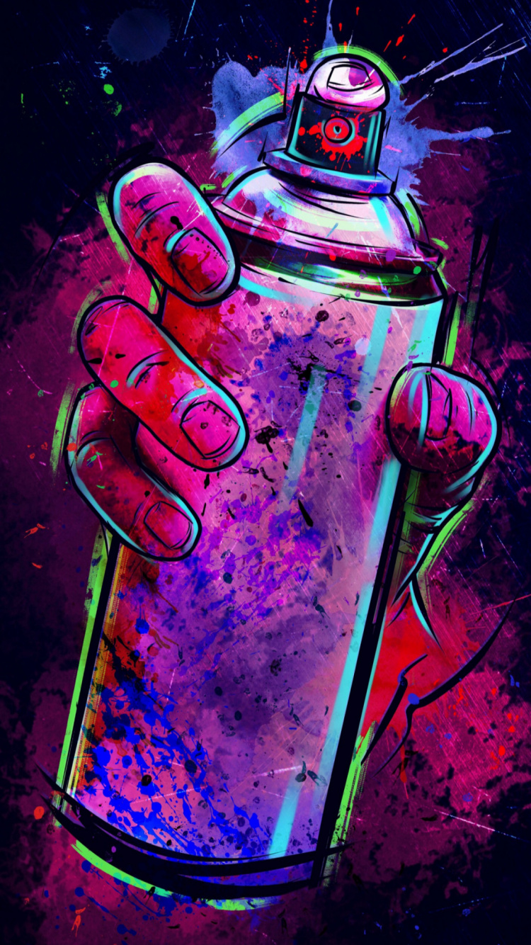 Обои распылитель аэрозоля, граффити, стена, граффити настенная роспись, Спрей живопись в разрешении 750x1334