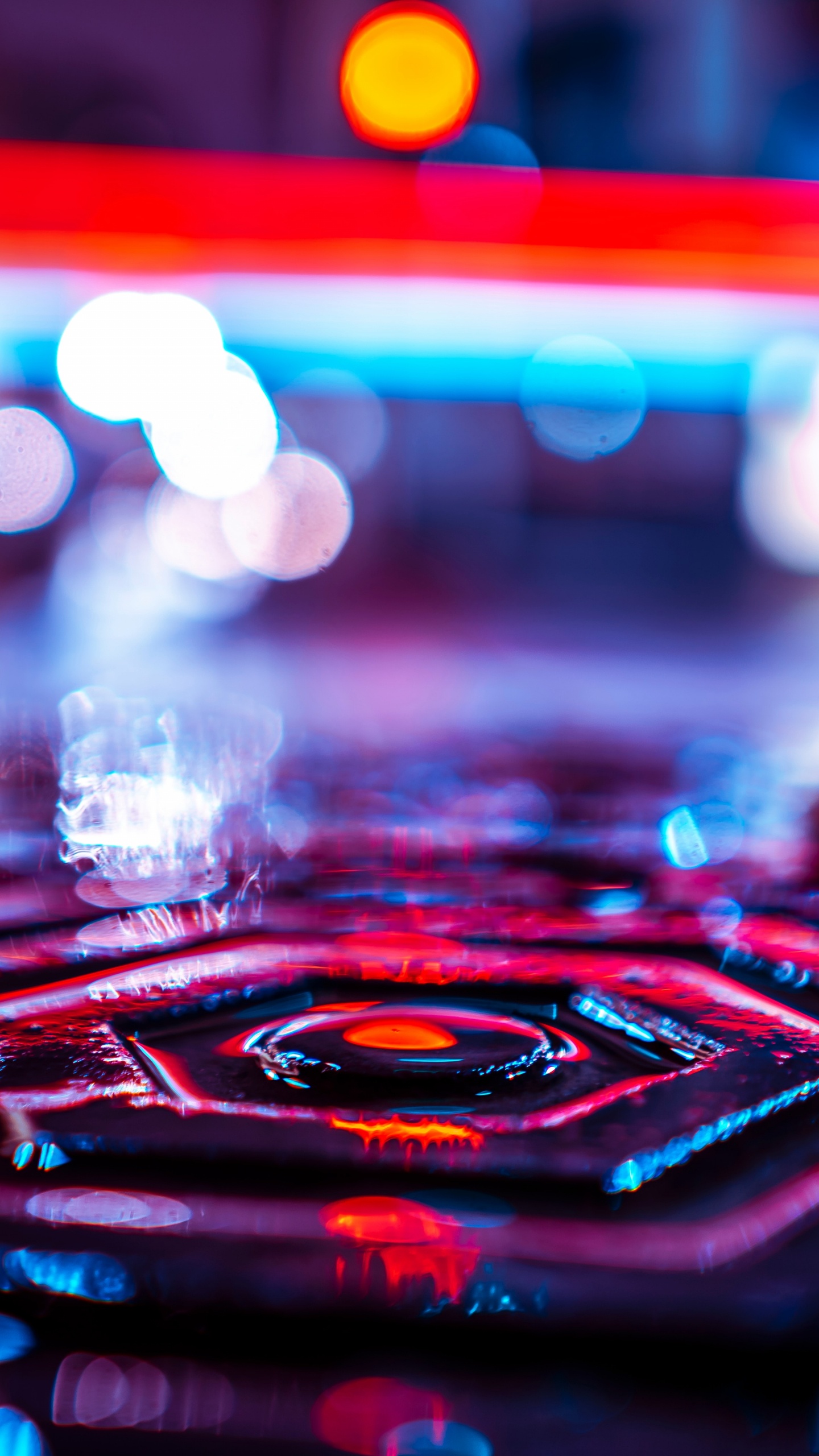 Обои боке, синий, красный цвет, свет, электроника в разрешении 1440x2560