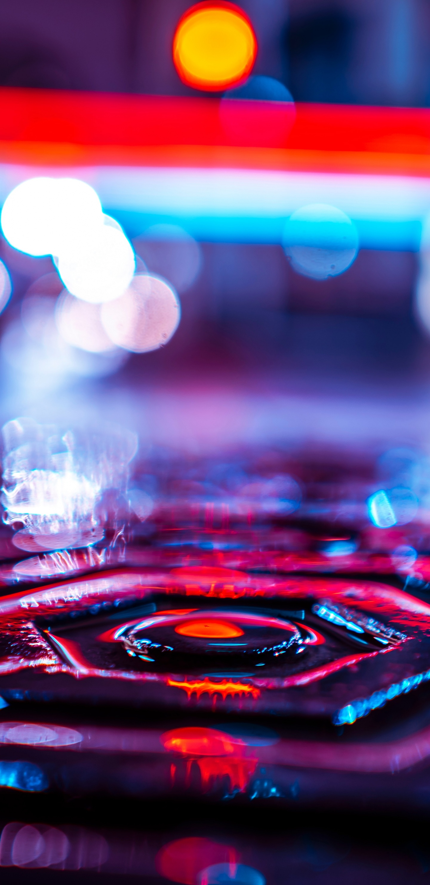 Обои боке, синий, красный цвет, свет, электроника в разрешении 1440x2960