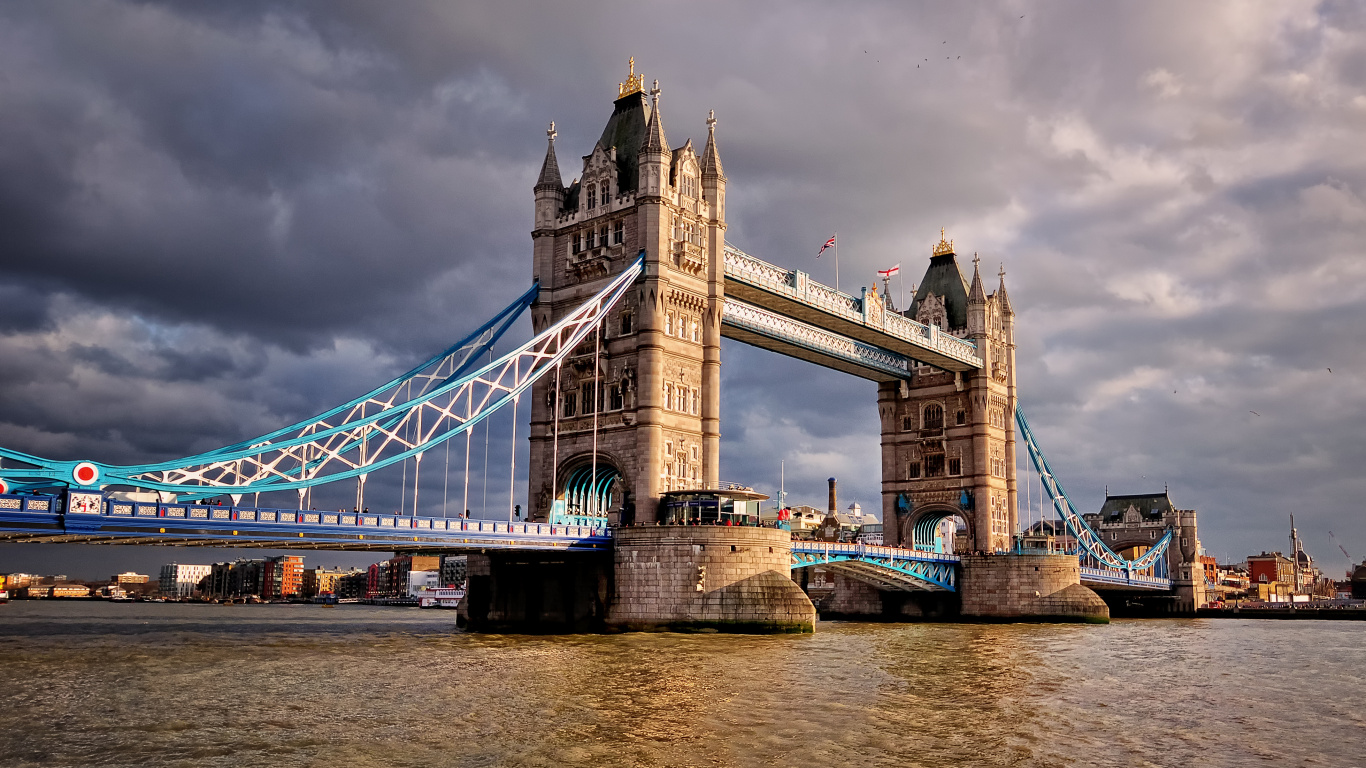 Обои тауэрский мост, достопримечательность, путешествие, мост, ориентир в разрешении 1366x768