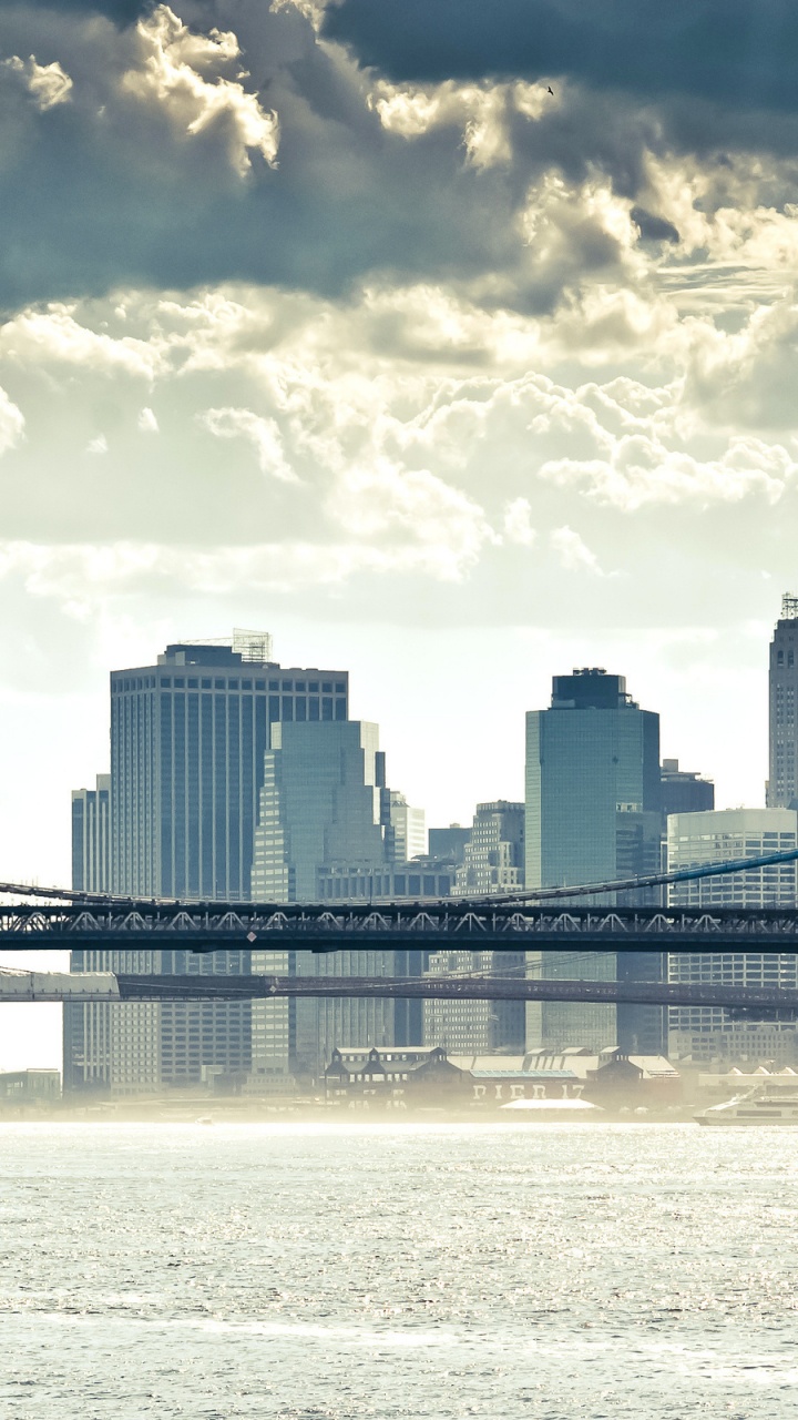 Обои городской пейзаж, город, мост, линия горизонта, дневное время в разрешении 720x1280