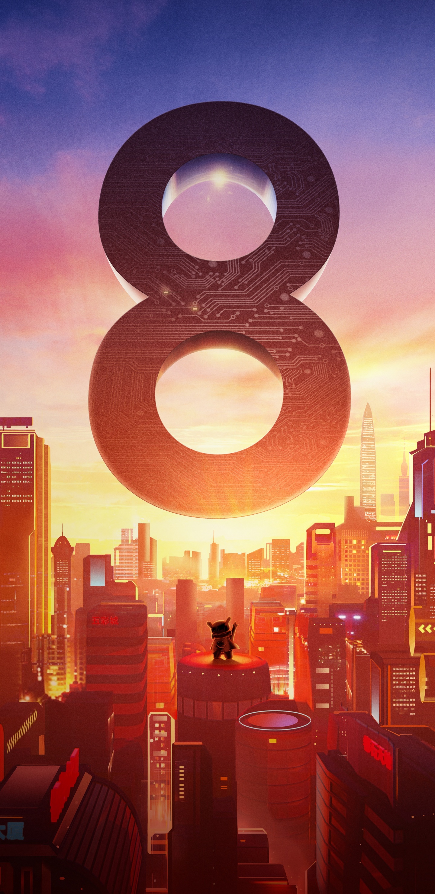 Обои Xiaomi, городской пейзаж, город, метрополия, городской район в разрешении 1440x2960