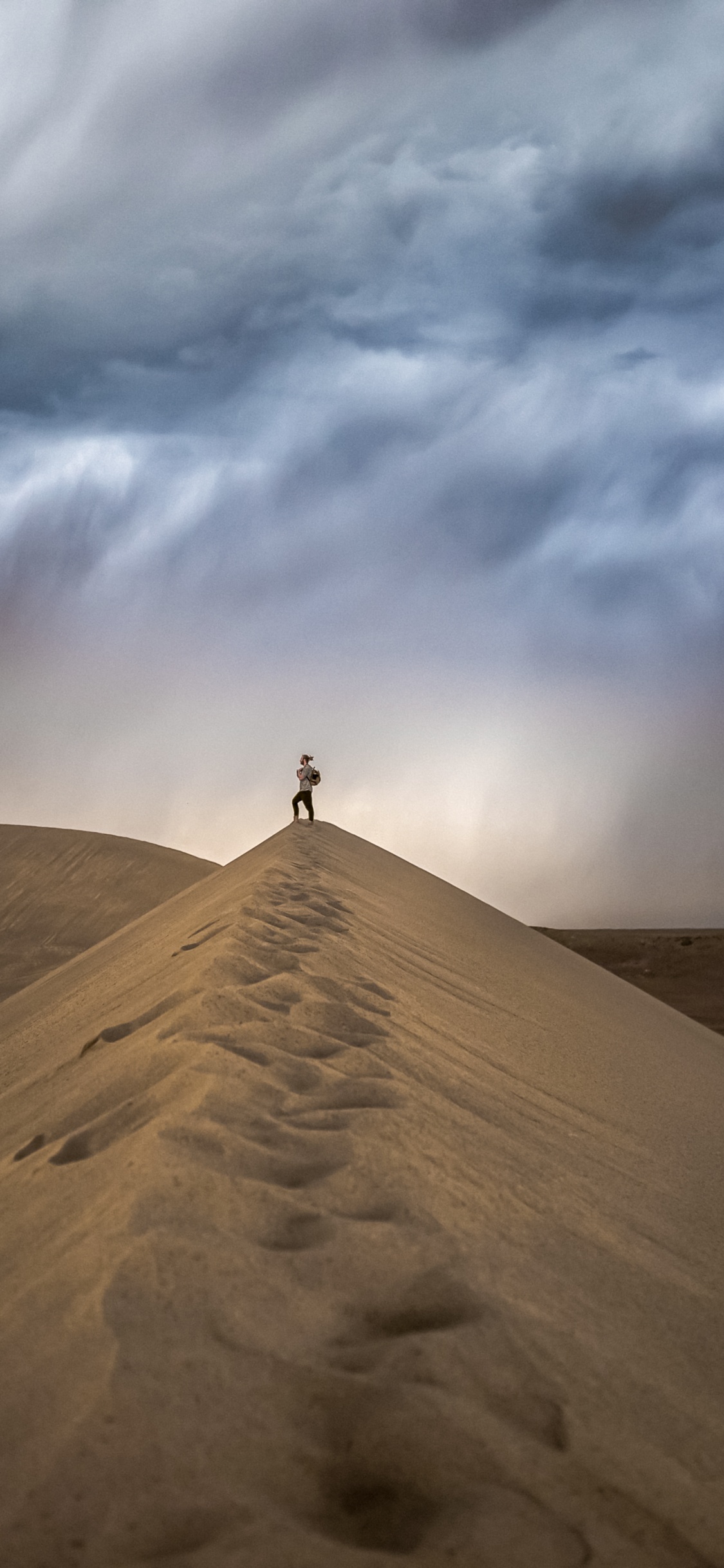 Обои облако, макарон, склон, местность, дерево в разрешении 1125x2436