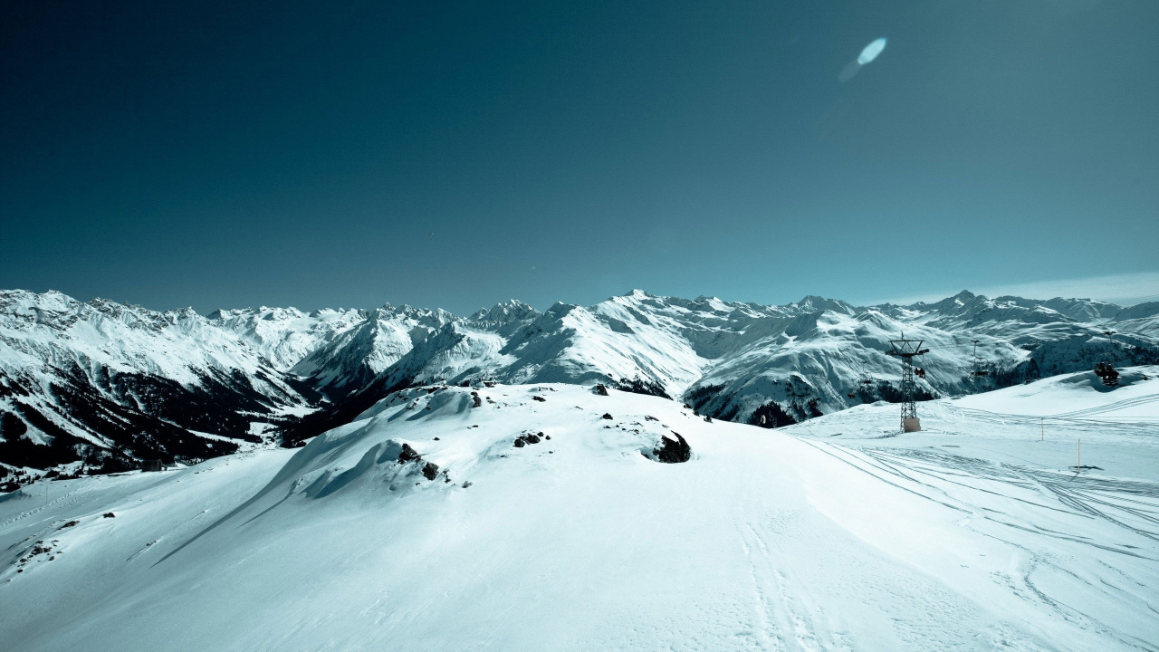 Обои гора, снег, горный хребет, горный рельеф, зима в разрешении 1280x720