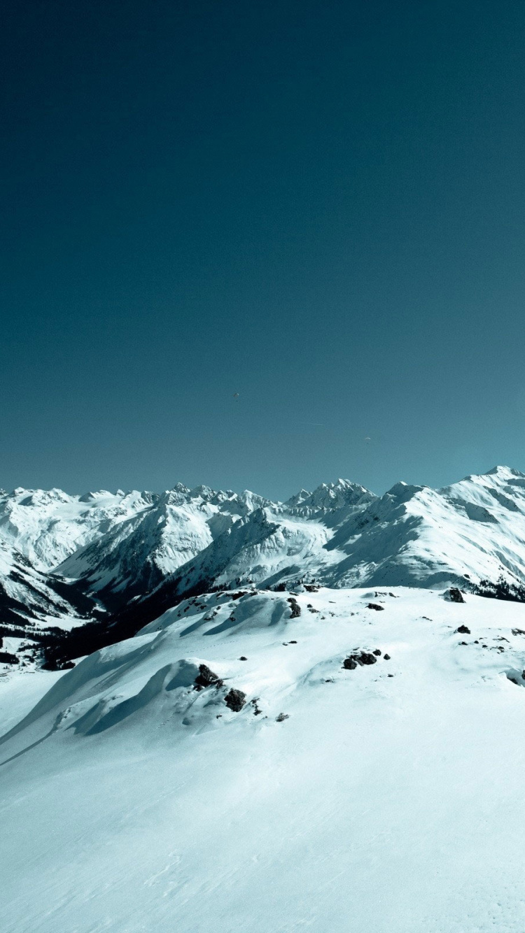 Обои гора, снег, горный хребет, горный рельеф, зима в разрешении 750x1334