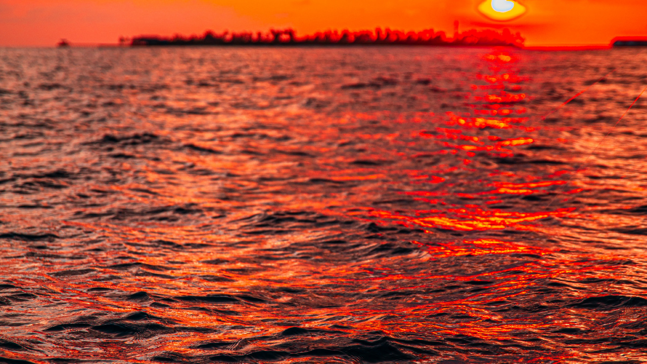 Обои океан, природа, небо, море, красный цвет в разрешении 1280x720