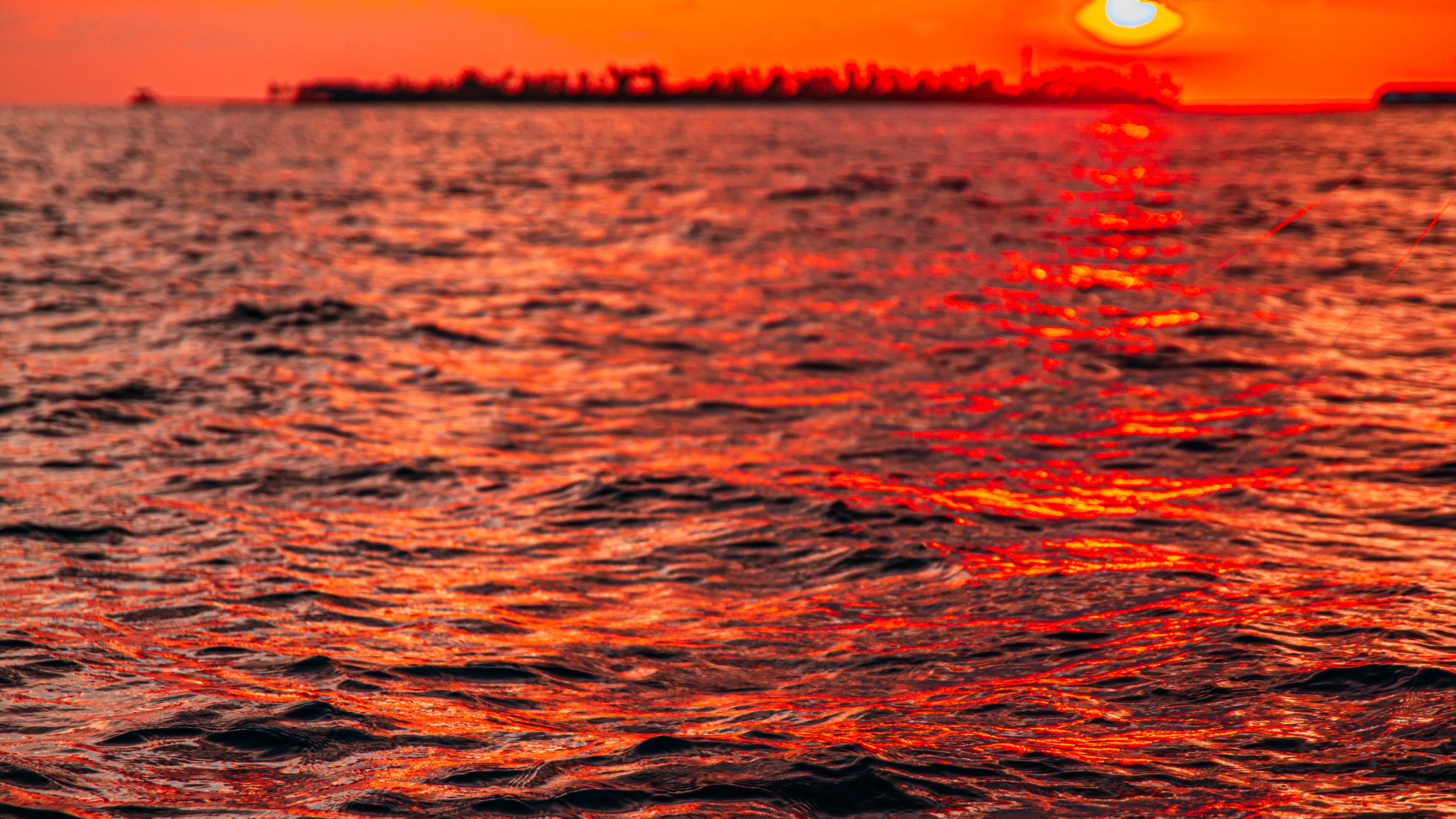 Обои океан, природа, небо, море, красный цвет в разрешении 3840x2160