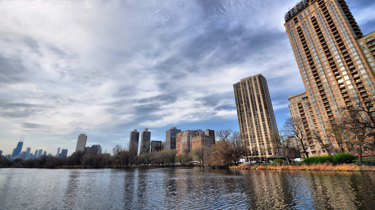 Обои Чикаго, город, небоскреб, городской пейзаж, городской район в разрешении 1280x720