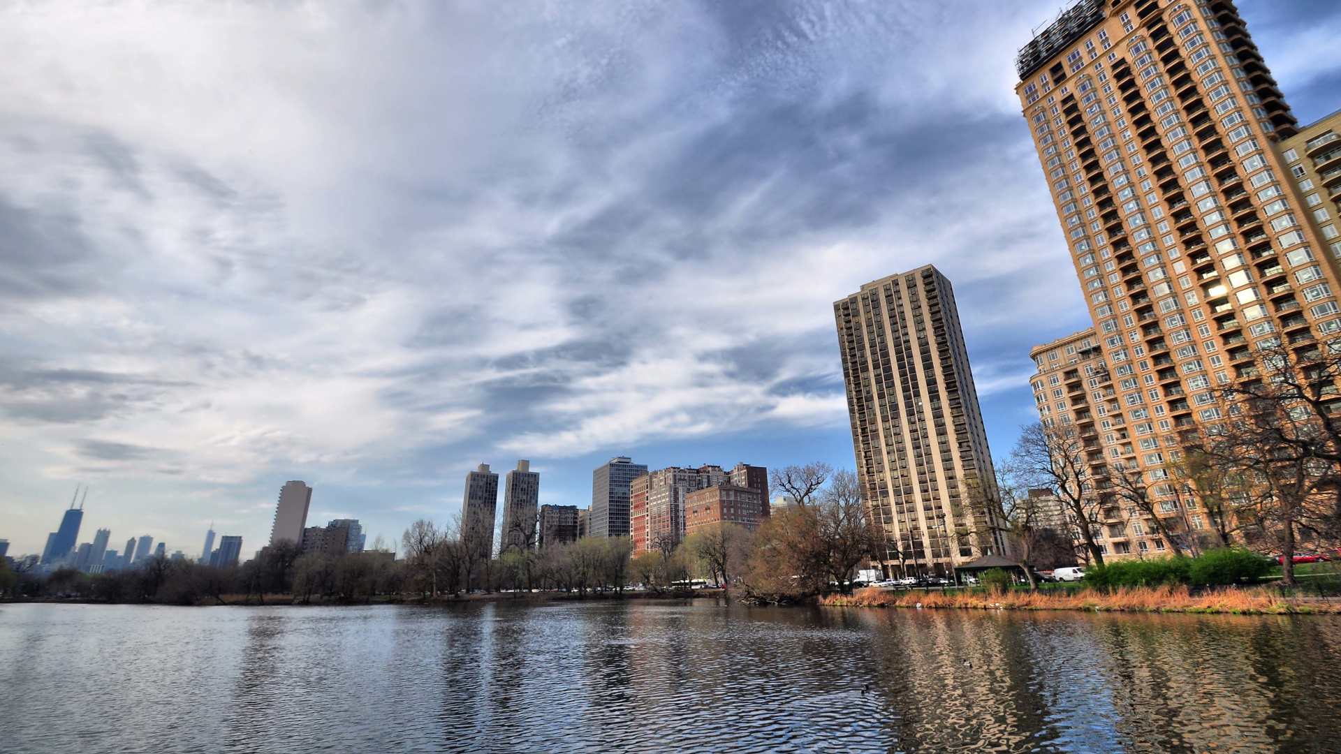 Обои Чикаго, город, небоскреб, городской пейзаж, городской район в разрешении 1920x1080