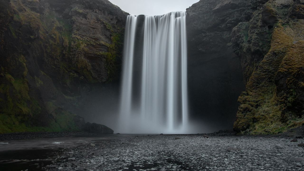 Обои водопад, водоток, природный ландшафт, измеритель, фьорд в разрешении 1280x720