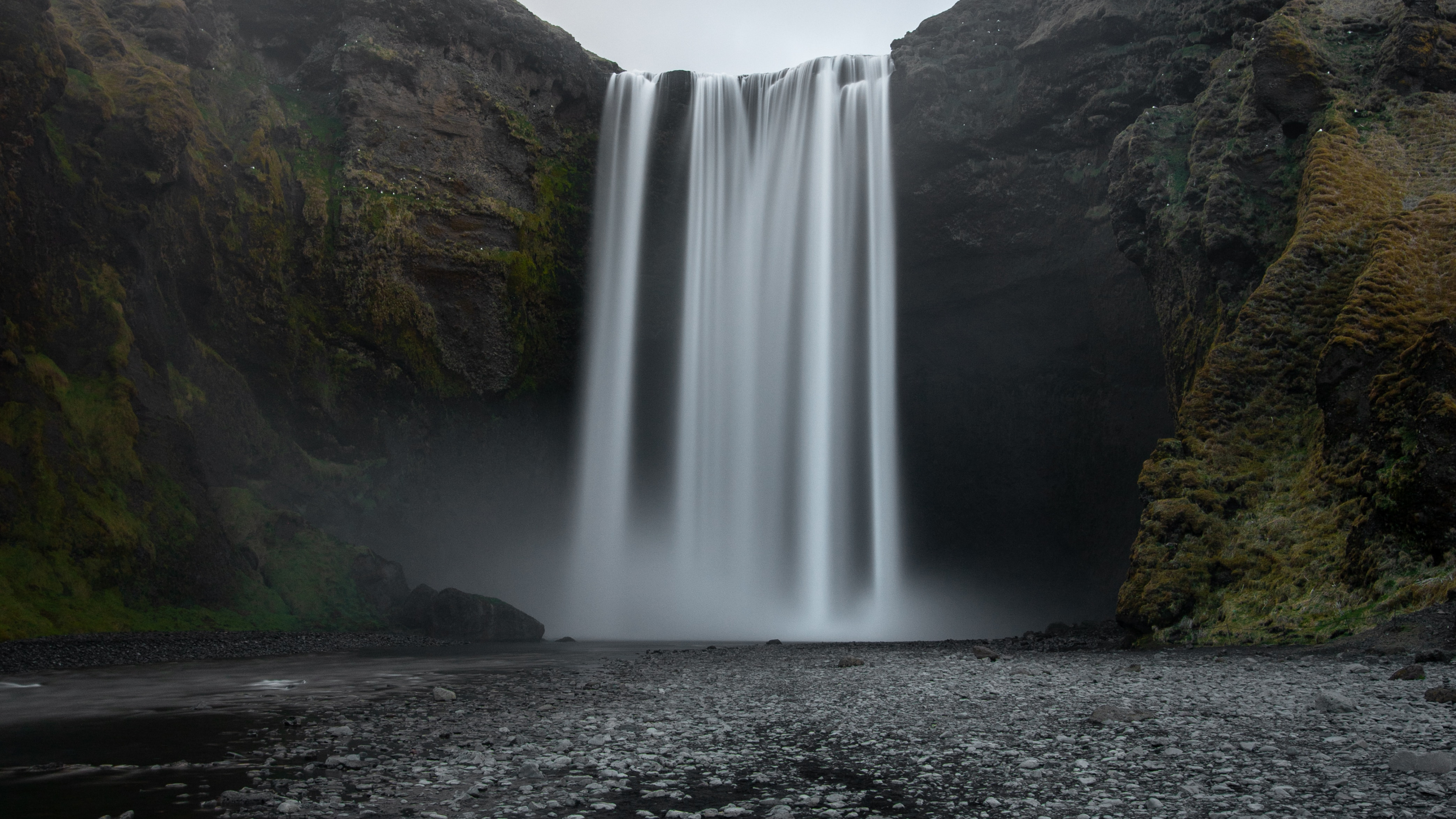 Обои водопад, водоток, природный ландшафт, измеритель, фьорд в разрешении 3840x2160