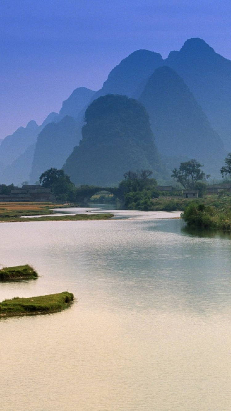 Обои природа, гидроресурсы, отражение, водоток, небо в разрешении 750x1334