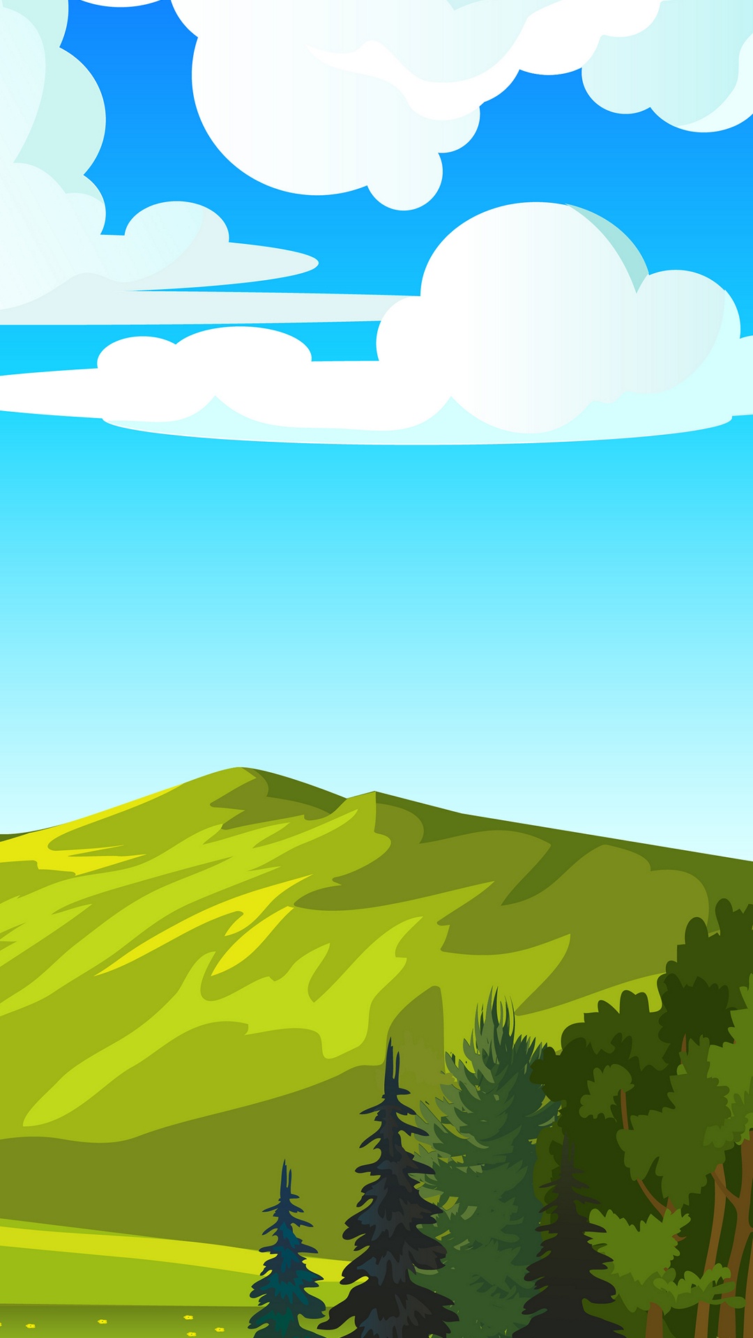 Обои иллюстрация, пейзаж, постер, водопад, живопись в разрешении 1080x1920