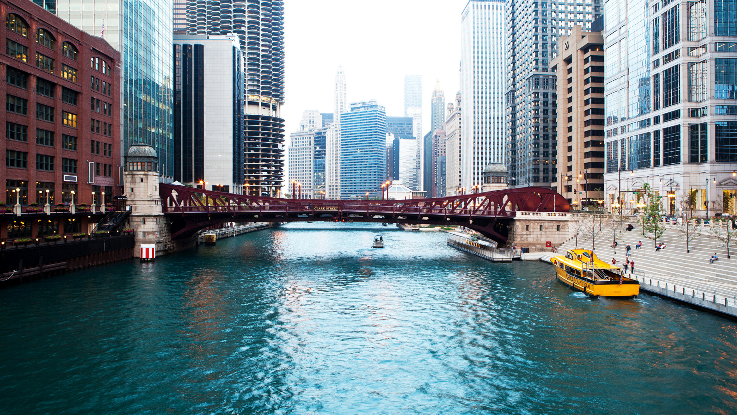 Обои Чикаго, город, городской район, метрополия, водный путь в разрешении 2560x1440