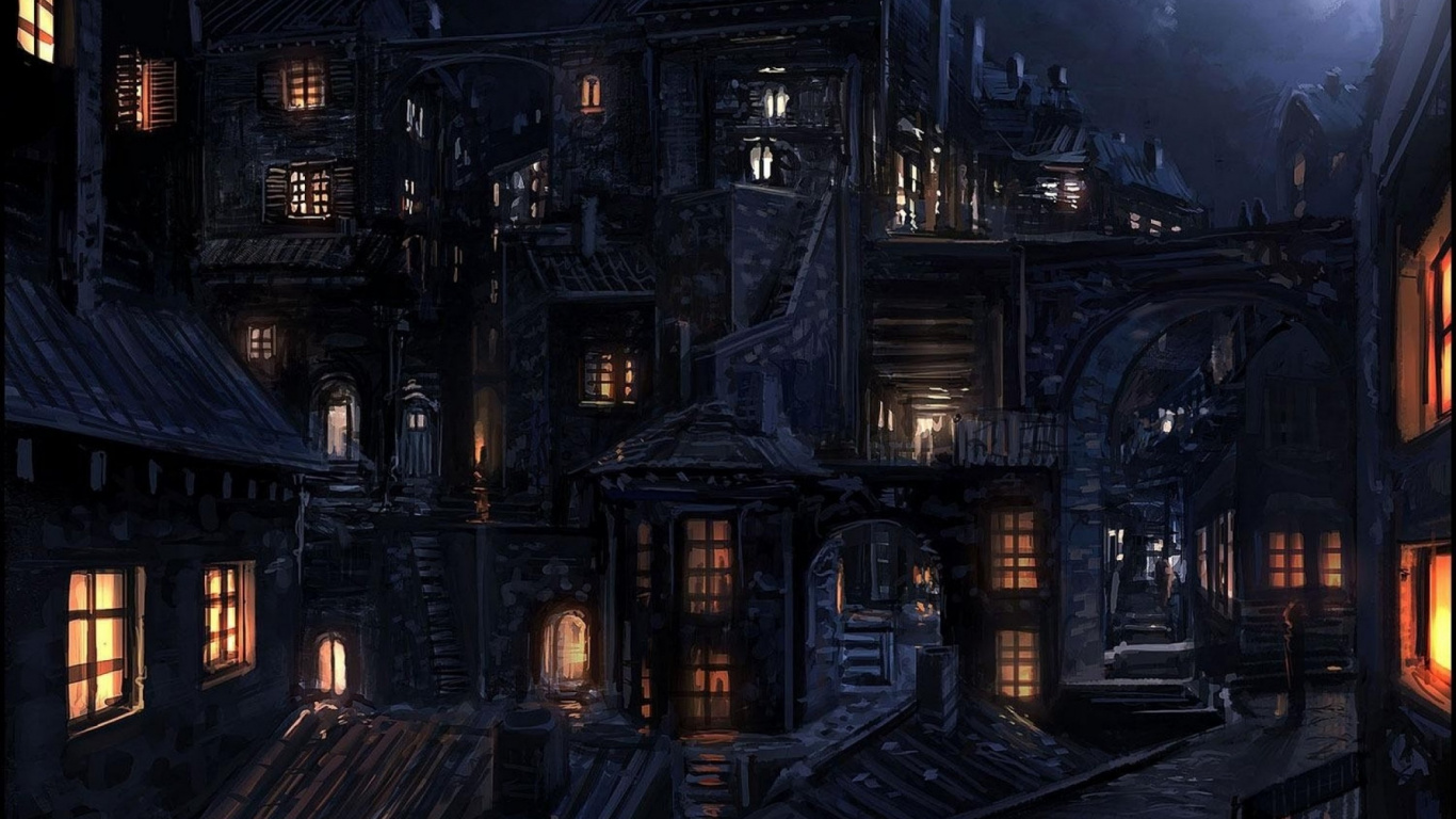 Обои фэнтези, арт, цифровое искусство, фантастическое искусство, темнота в разрешении 1366x768