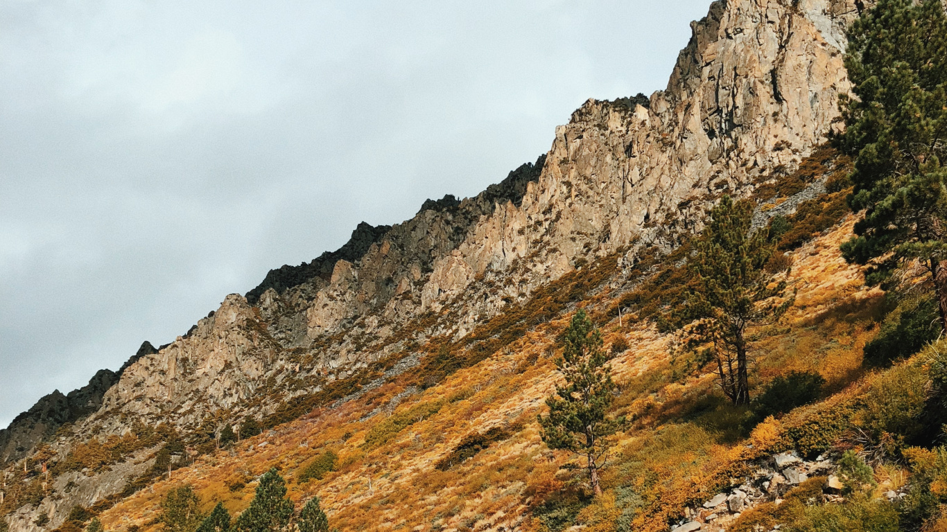 Обои дорога, горный рельеф, нагорье, дорожное покрытие, склон в разрешении 1366x768