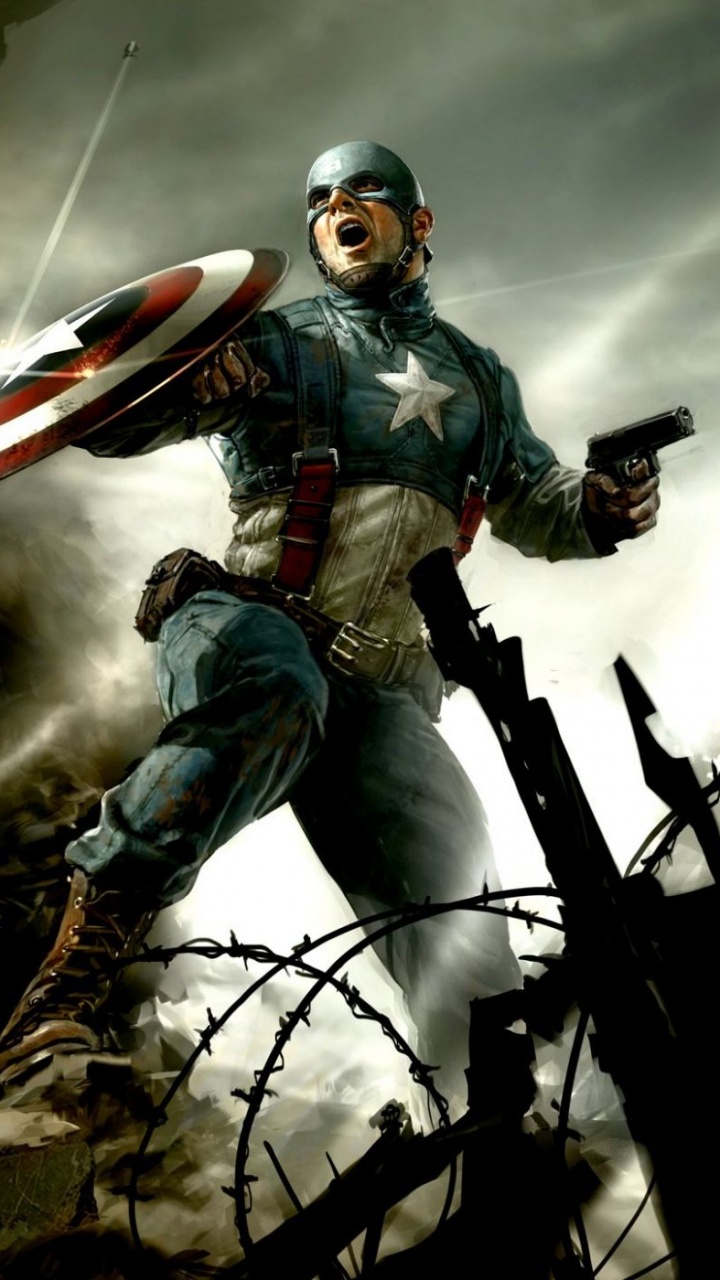 Обои Капитан Америка, супергерой, marvel, арт, Постер фильма в разрешении 720x1280