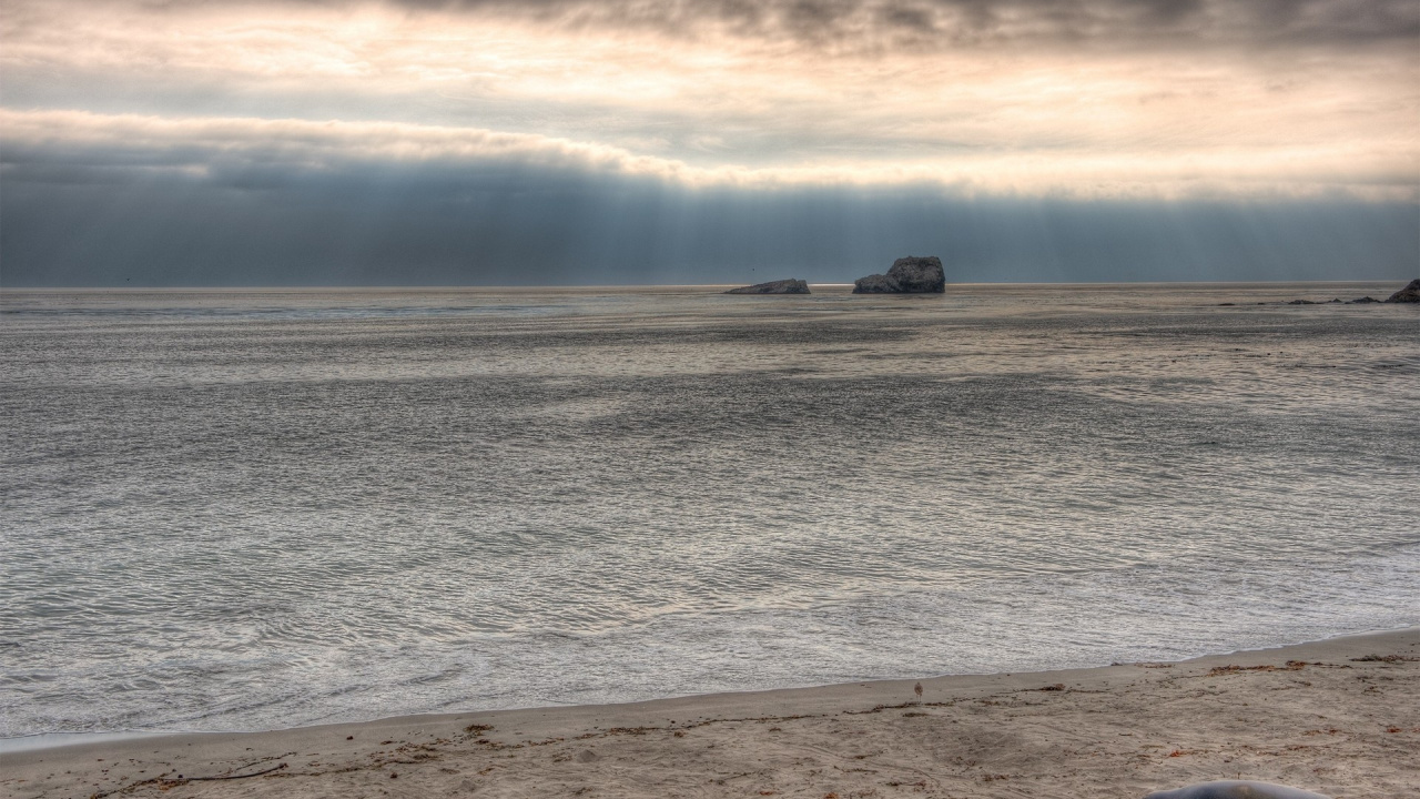 Обои море, горизонт, пляж, песок, океан в разрешении 1280x720