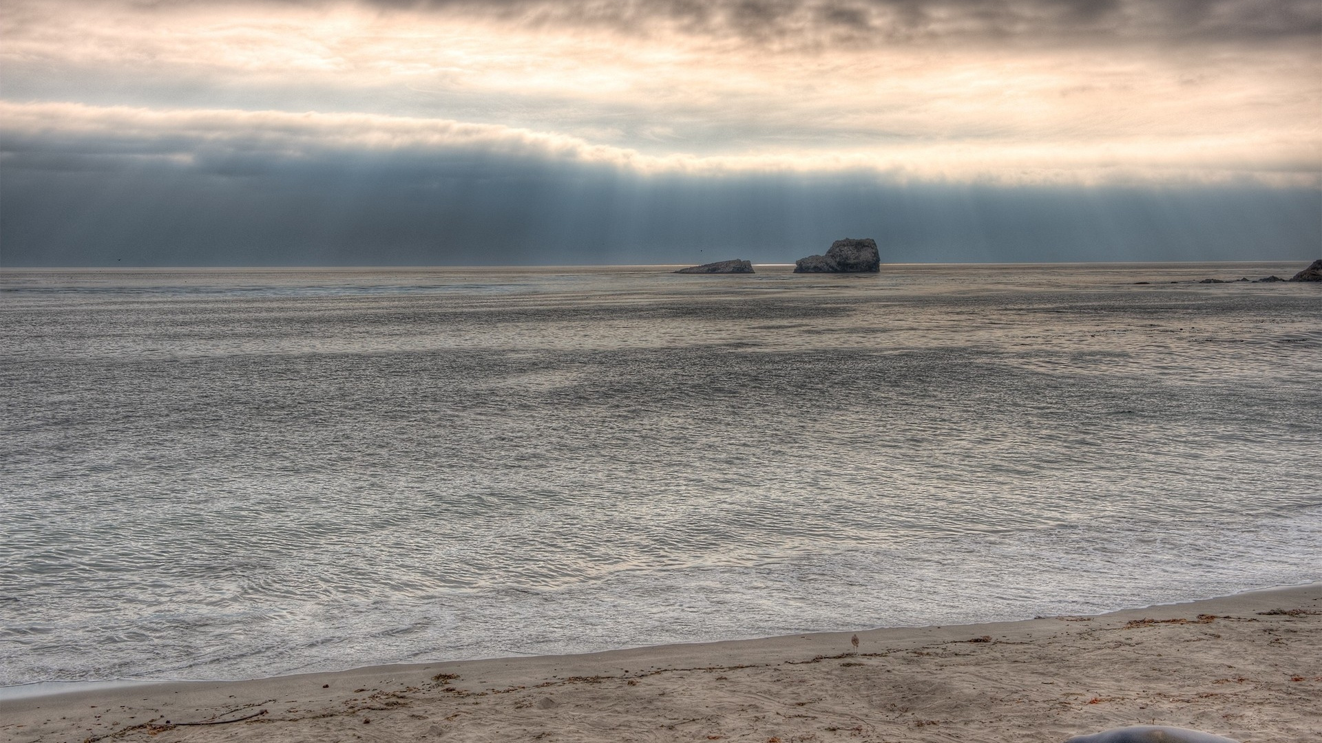 Обои море, горизонт, пляж, песок, океан в разрешении 1920x1080