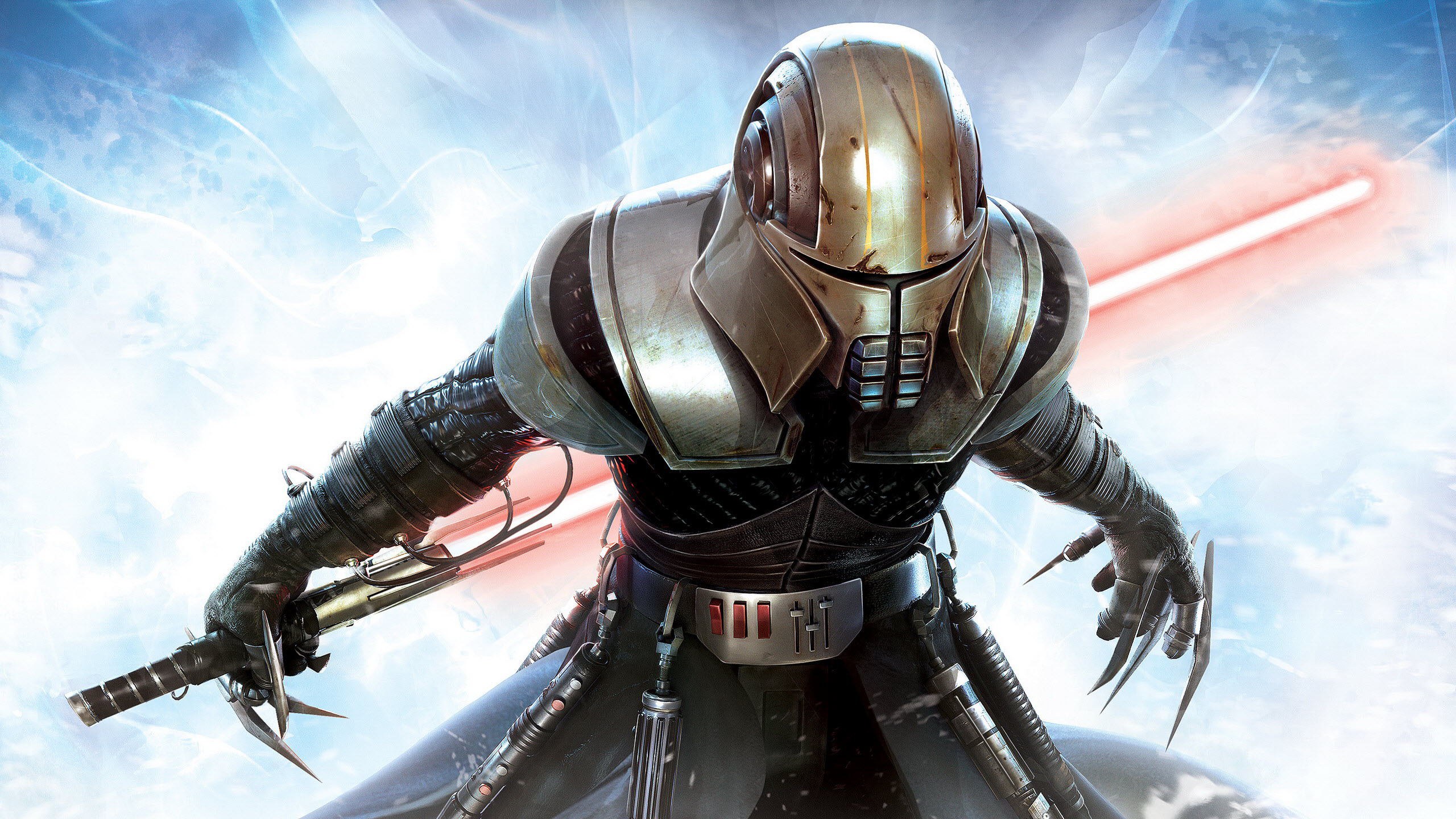 Обои Звездные войны силы развязали, звездные войны, броня, рыцарь, световой меч в разрешении 2560x1440