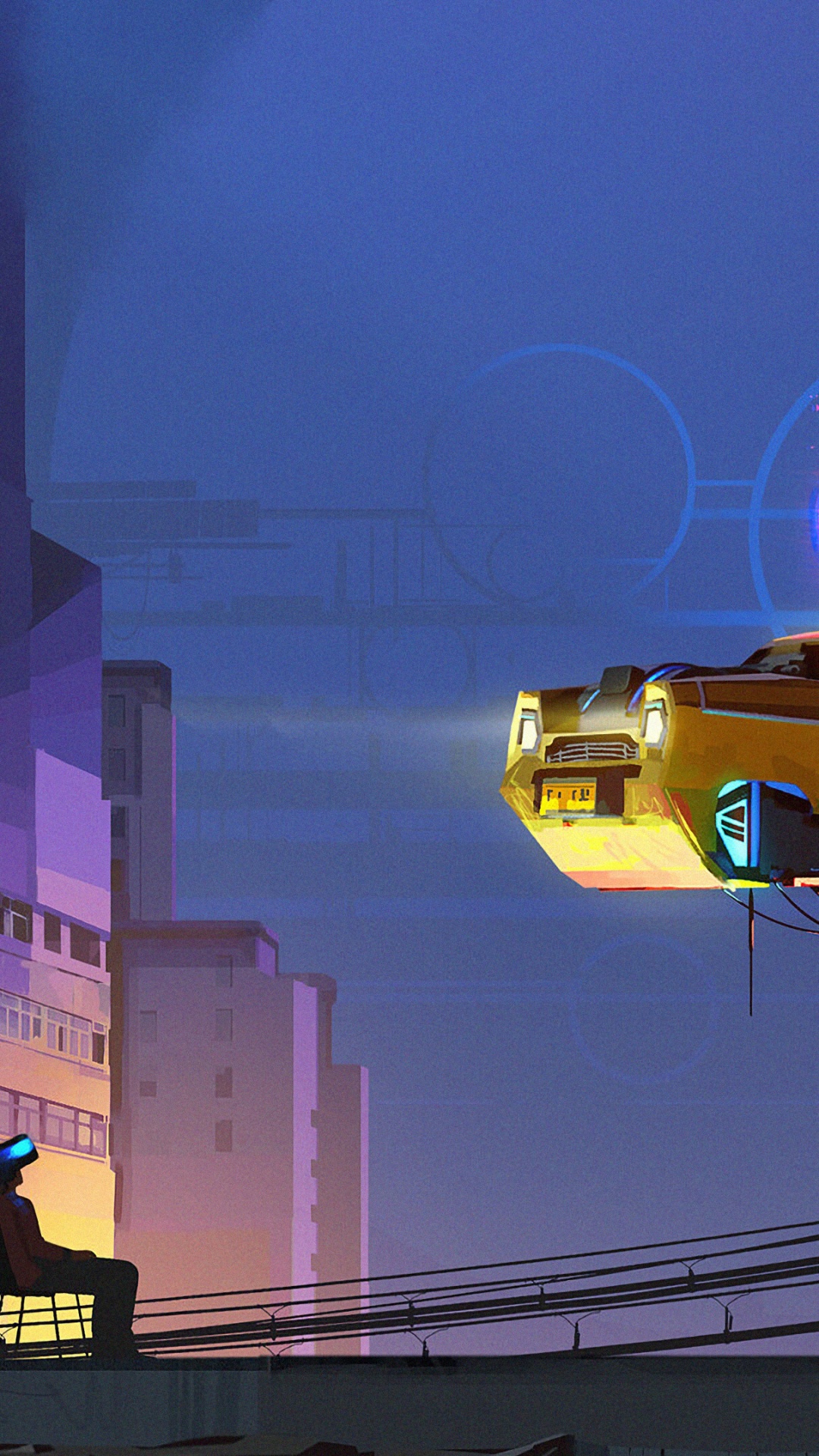 Обои свет, арт, Киберпанк, Король, городской автомобиль в разрешении 1080x1920