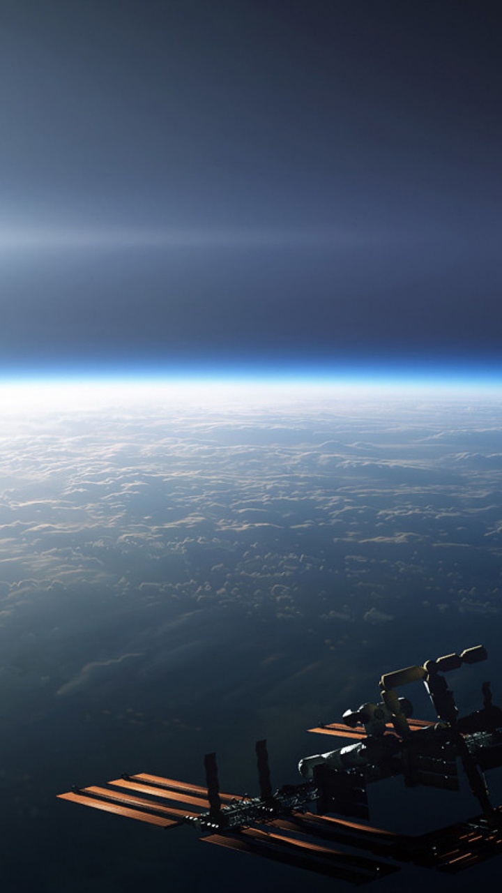 Обои земля, спутник, атмосфера, космическое пространство, космос в разрешении 720x1280
