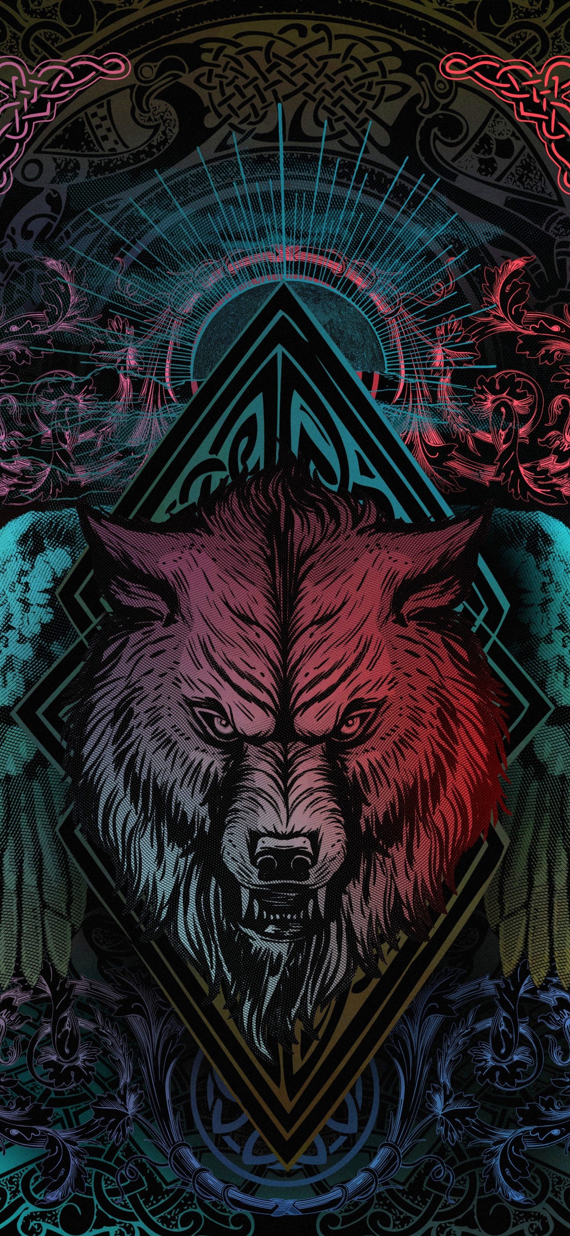 Обои варяг, ios, линия, арт, стена в разрешении 1125x2436