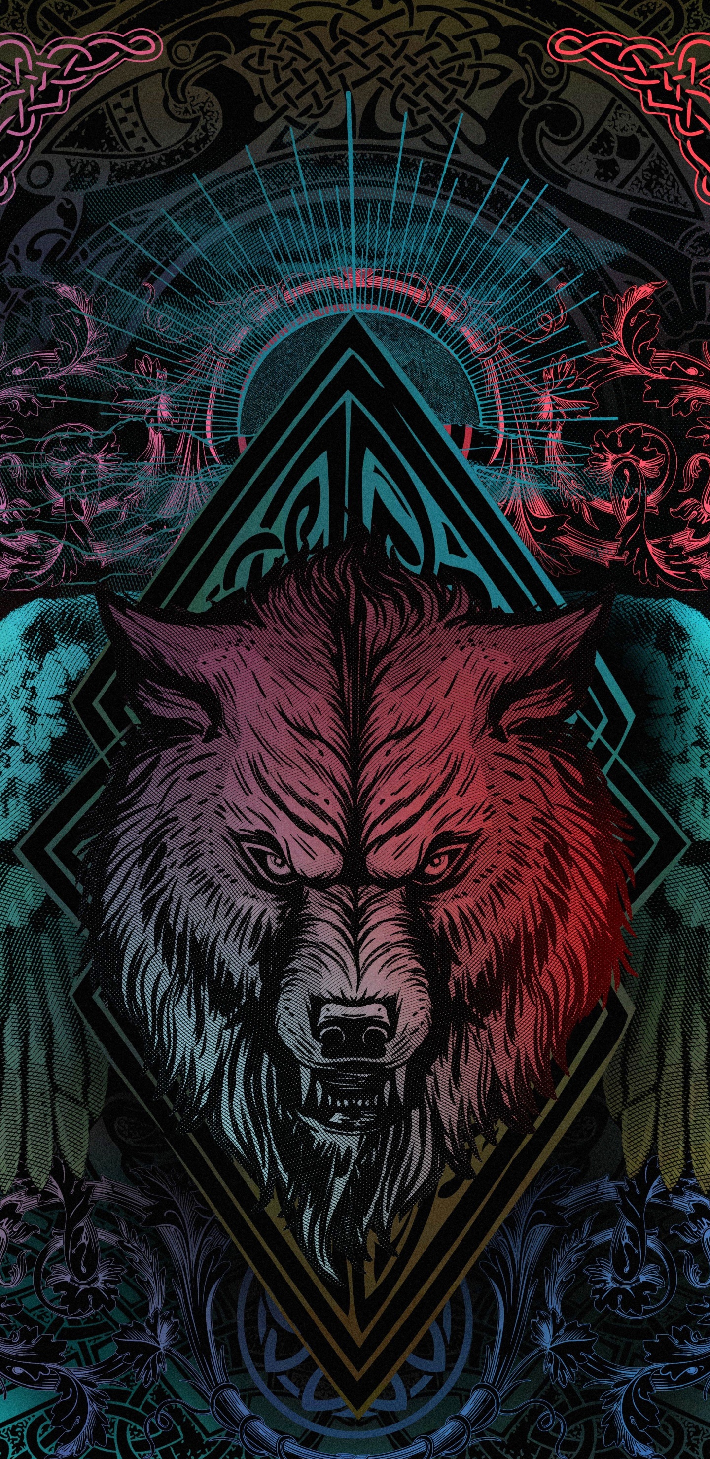 Обои варяг, ios, линия, арт, стена в разрешении 1440x2960