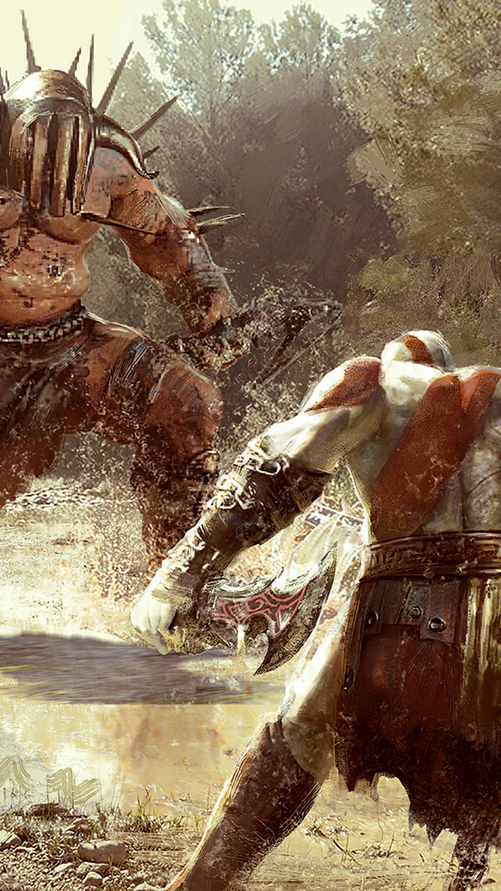 Обои god of war, god of war 3, god of war ascension, кратос, арт в разрешении 720x1280