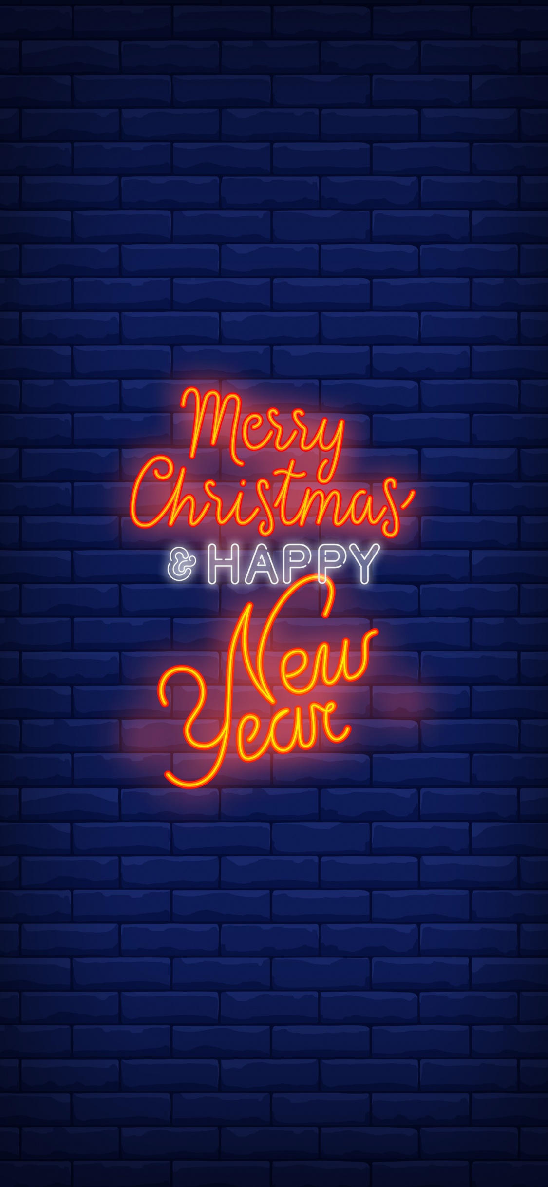 Обои Новый год, Рождество, неоновая вывеска, синий, Янтарь в разрешении 1125x2436