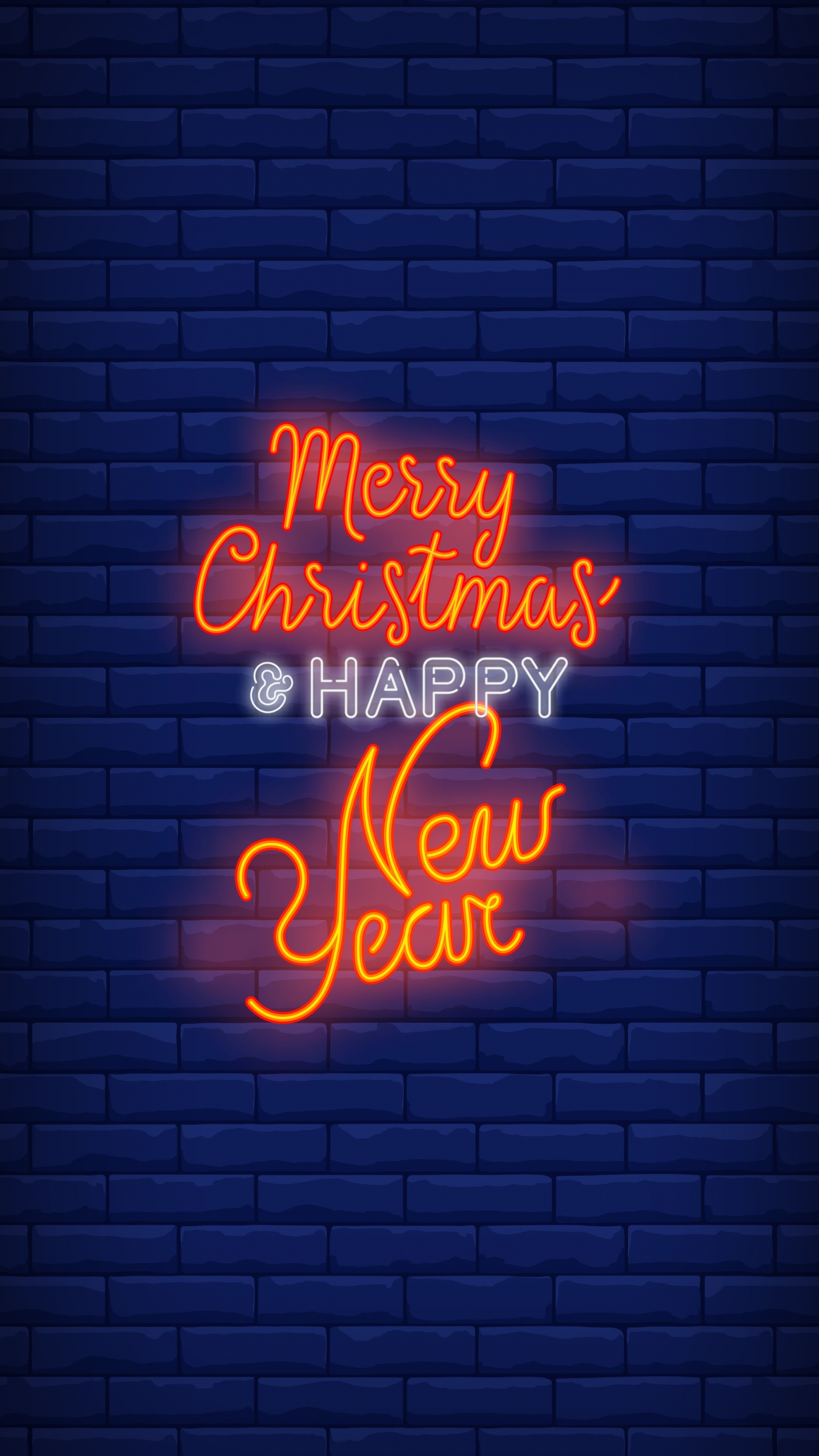 Обои Новый год, Рождество, неоновая вывеска, синий, Янтарь в разрешении 1440x2560