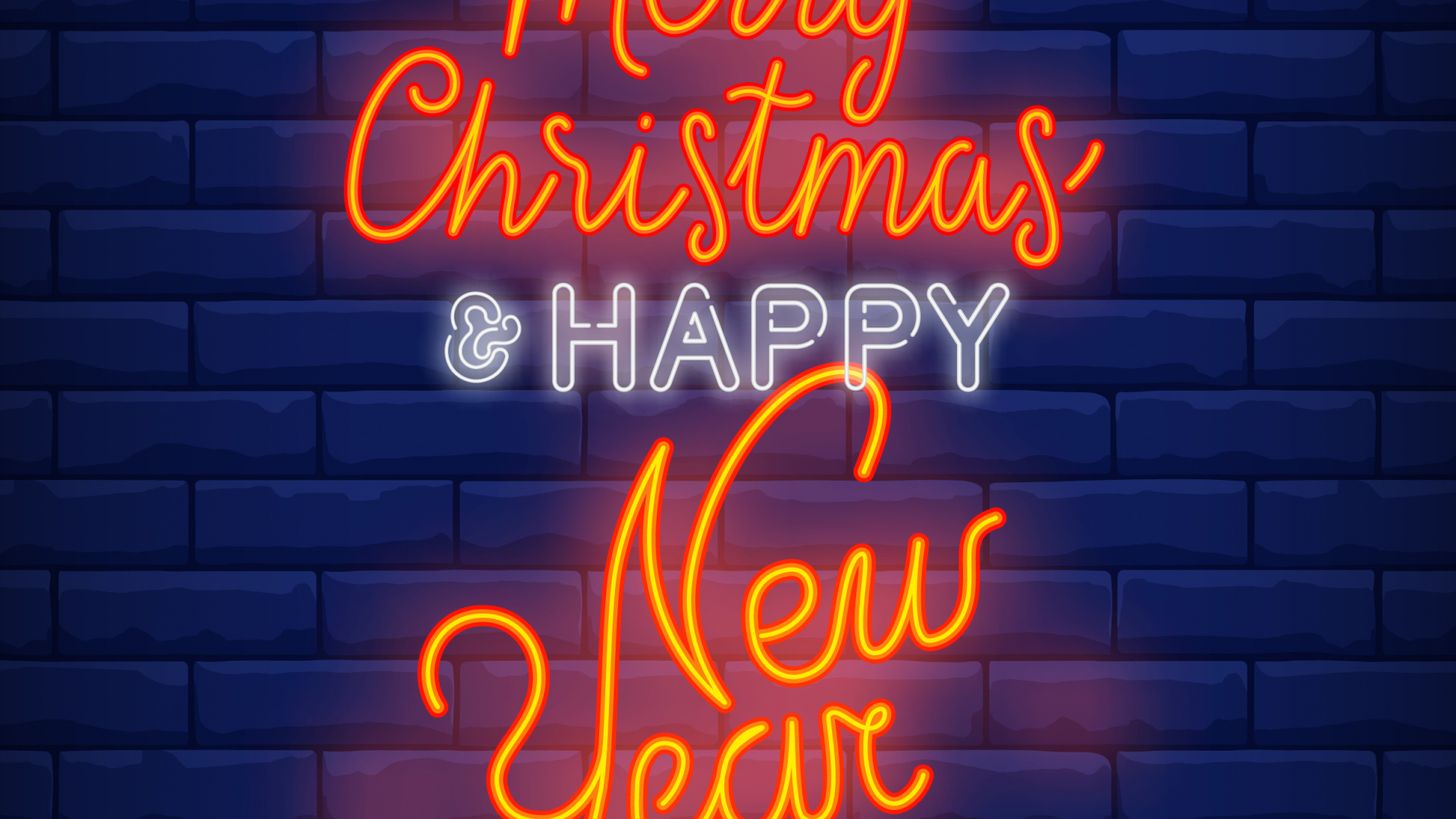 Обои Новый год, Рождество, неоновая вывеска, синий, Янтарь в разрешении 1920x1080