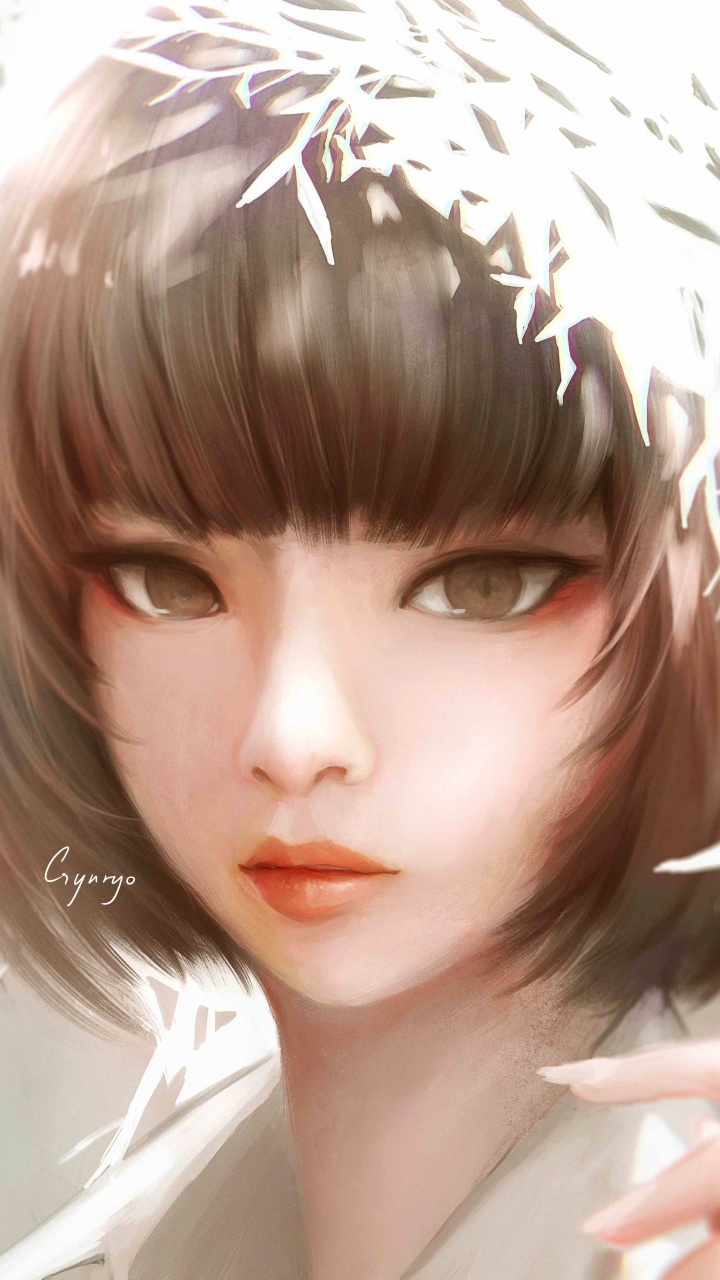 Обои аниме, цифровое искусство, волосы, лицо, прическа в разрешении 720x1280