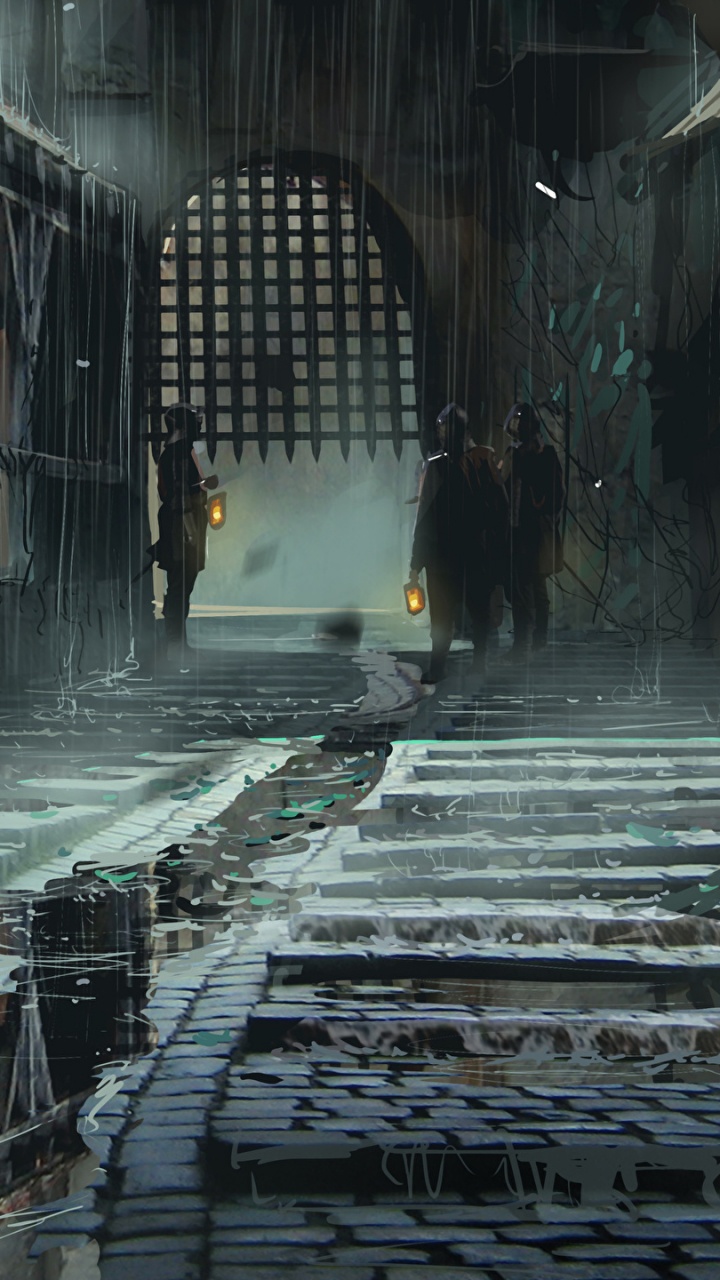 Обои темнота, живопись, искусство, художник, метрополия в разрешении 720x1280