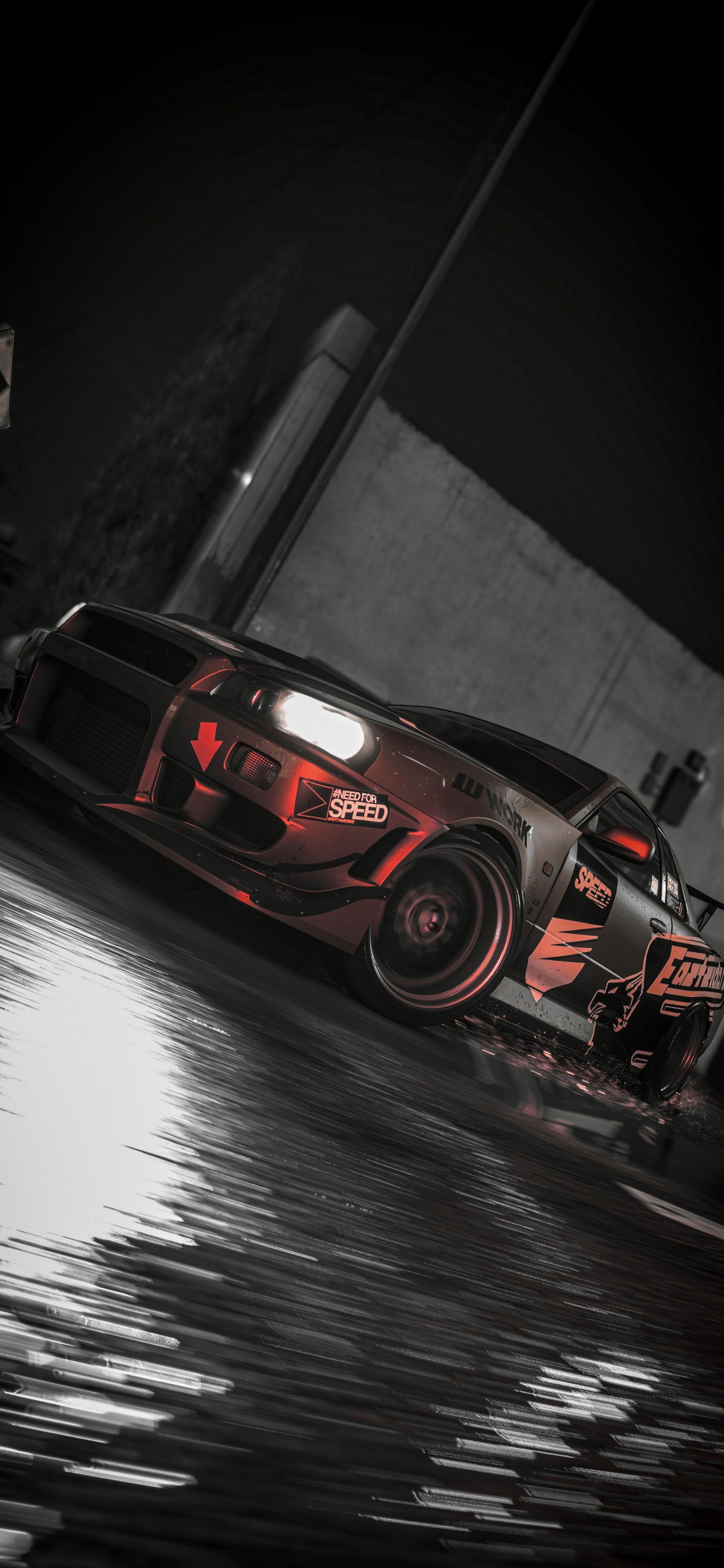 Обои отражение, легковые автомобили, шина, вода, автомобильные шины в разрешении 1242x2688