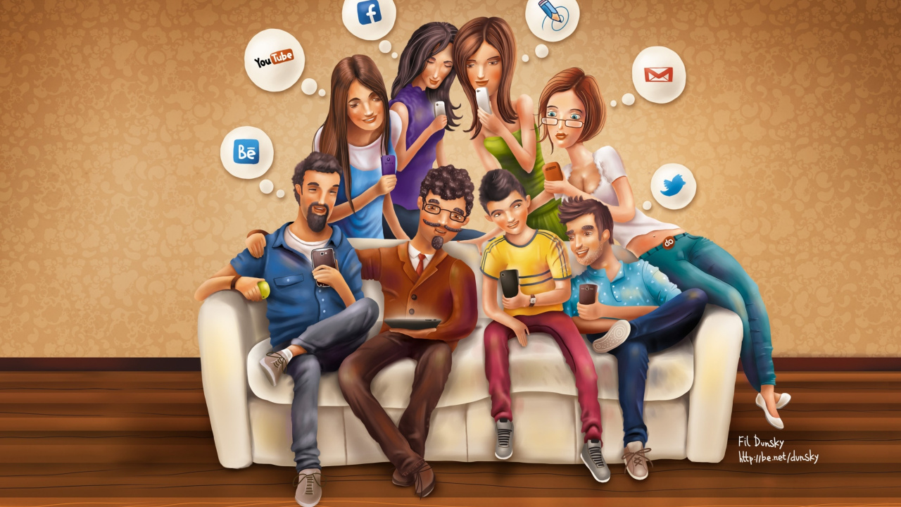 Обои подростки и социальные сети, цифровой маркетинг, социальные сети, пресса, улыбка в разрешении 1280x720