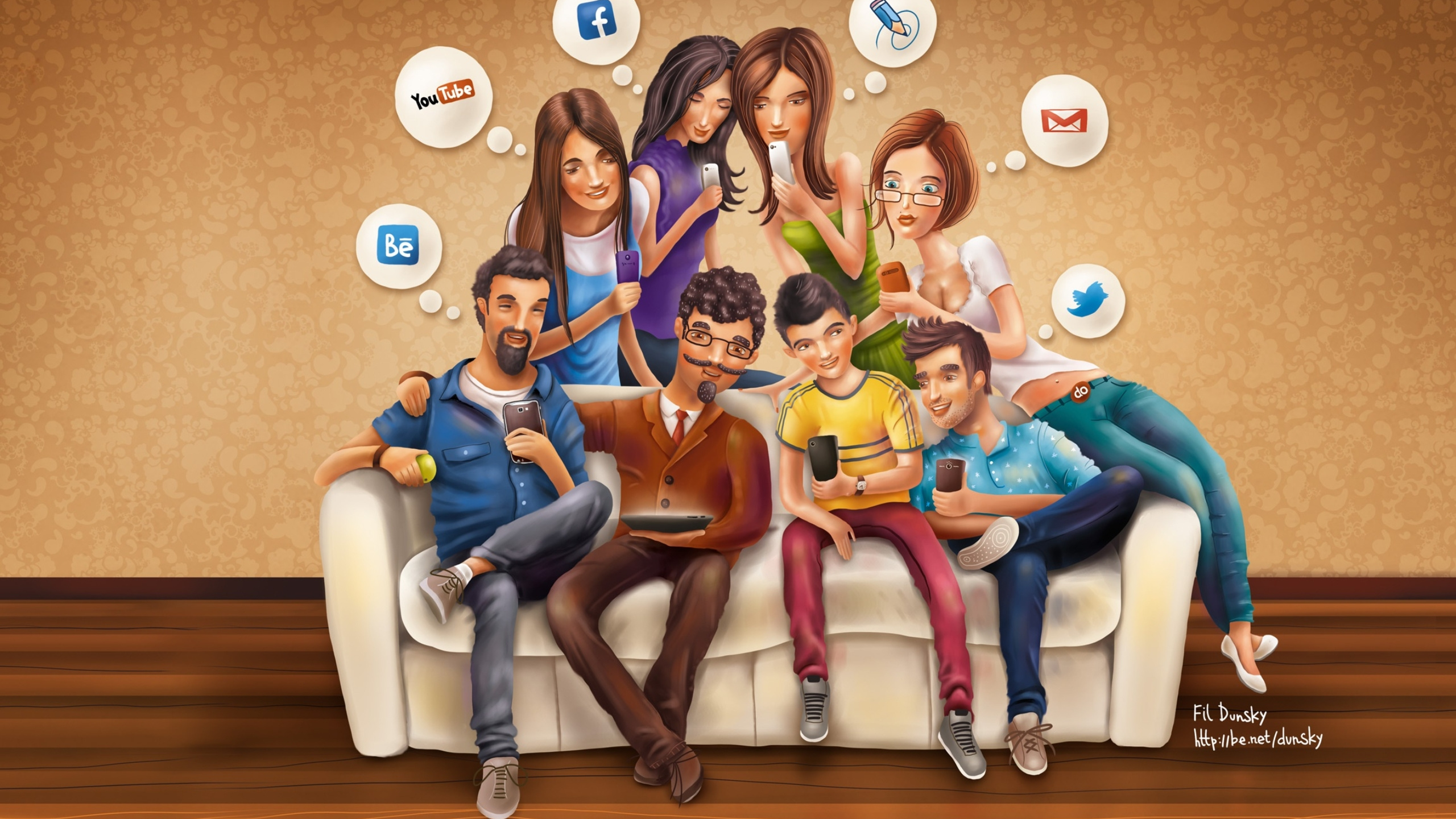 Обои подростки и социальные сети, цифровой маркетинг, социальные сети, пресса, улыбка в разрешении 2560x1440