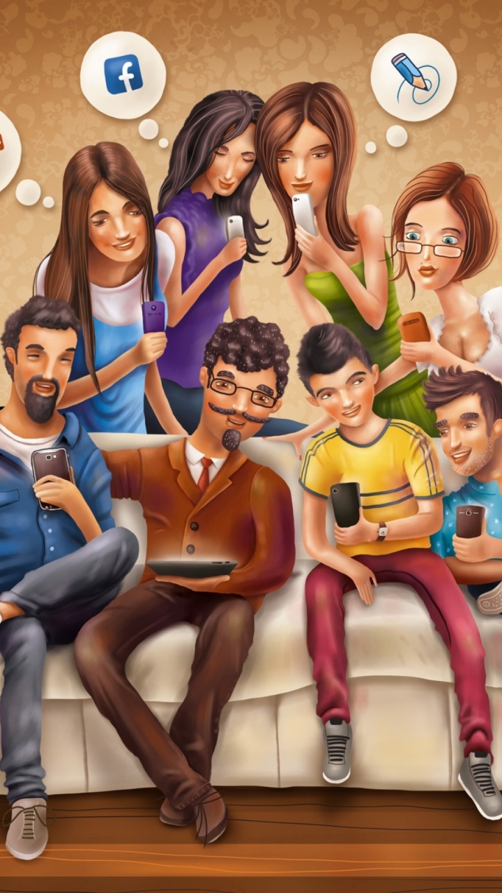 Обои подростки и социальные сети, цифровой маркетинг, социальные сети, пресса, улыбка в разрешении 720x1280